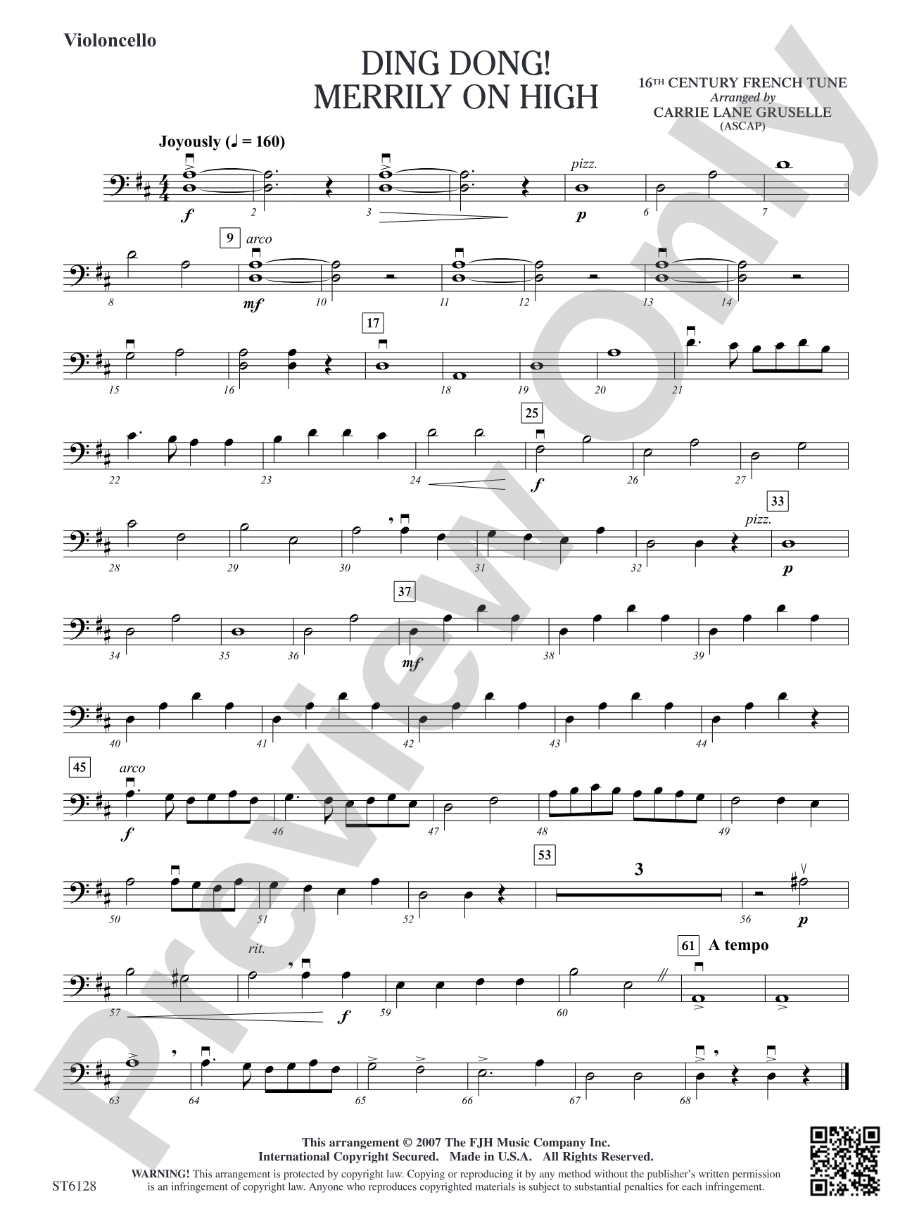 Ding Dong! Merrily on High: Violoncello