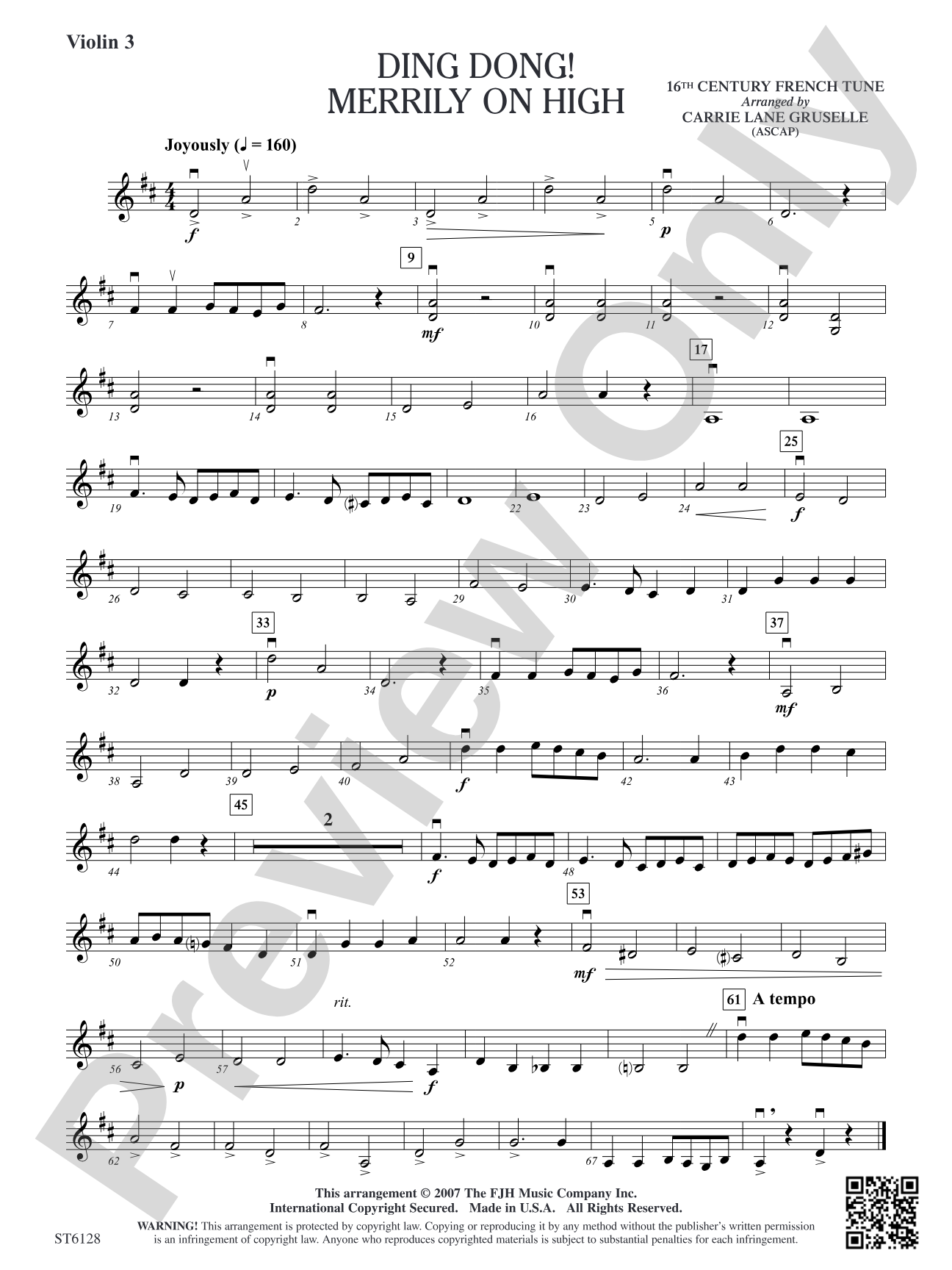 Ding Dong! Merrily on High: Violin 3 (Viola T.C.)
