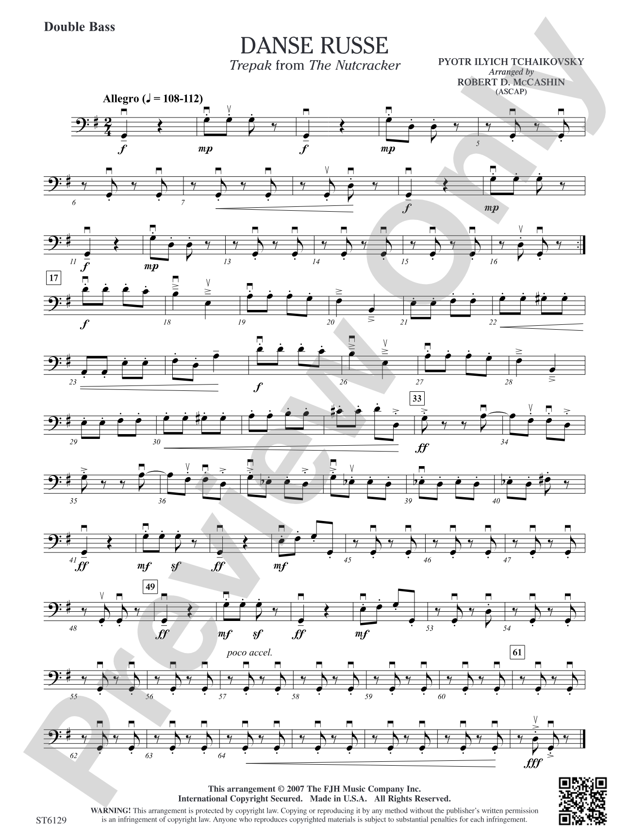 Danse Russe (Trepak from The Nutcracker): Double Bass