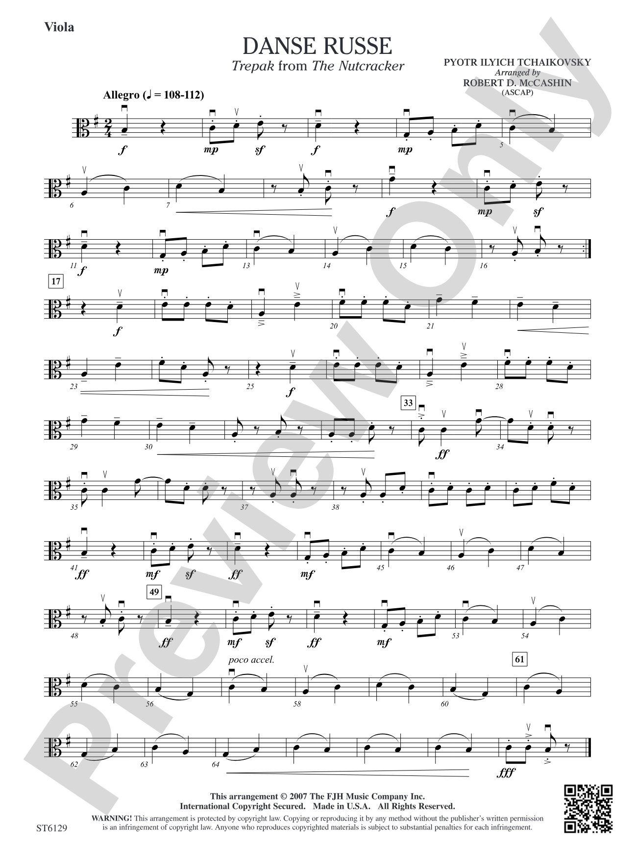 Danse Russe (Trepak from The Nutcracker): Viola