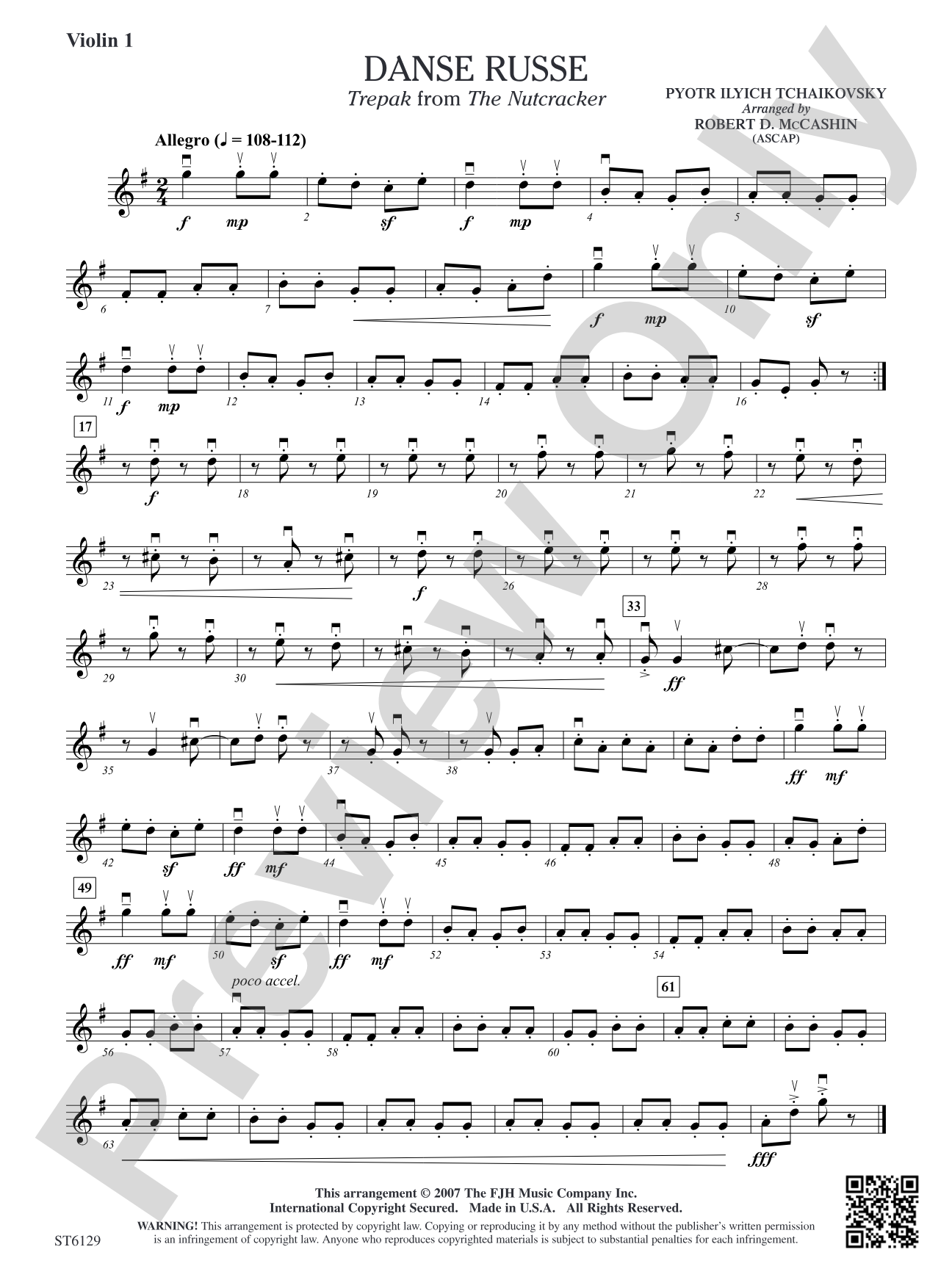 Danse Russe (Trepak from The Nutcracker): Violin 1