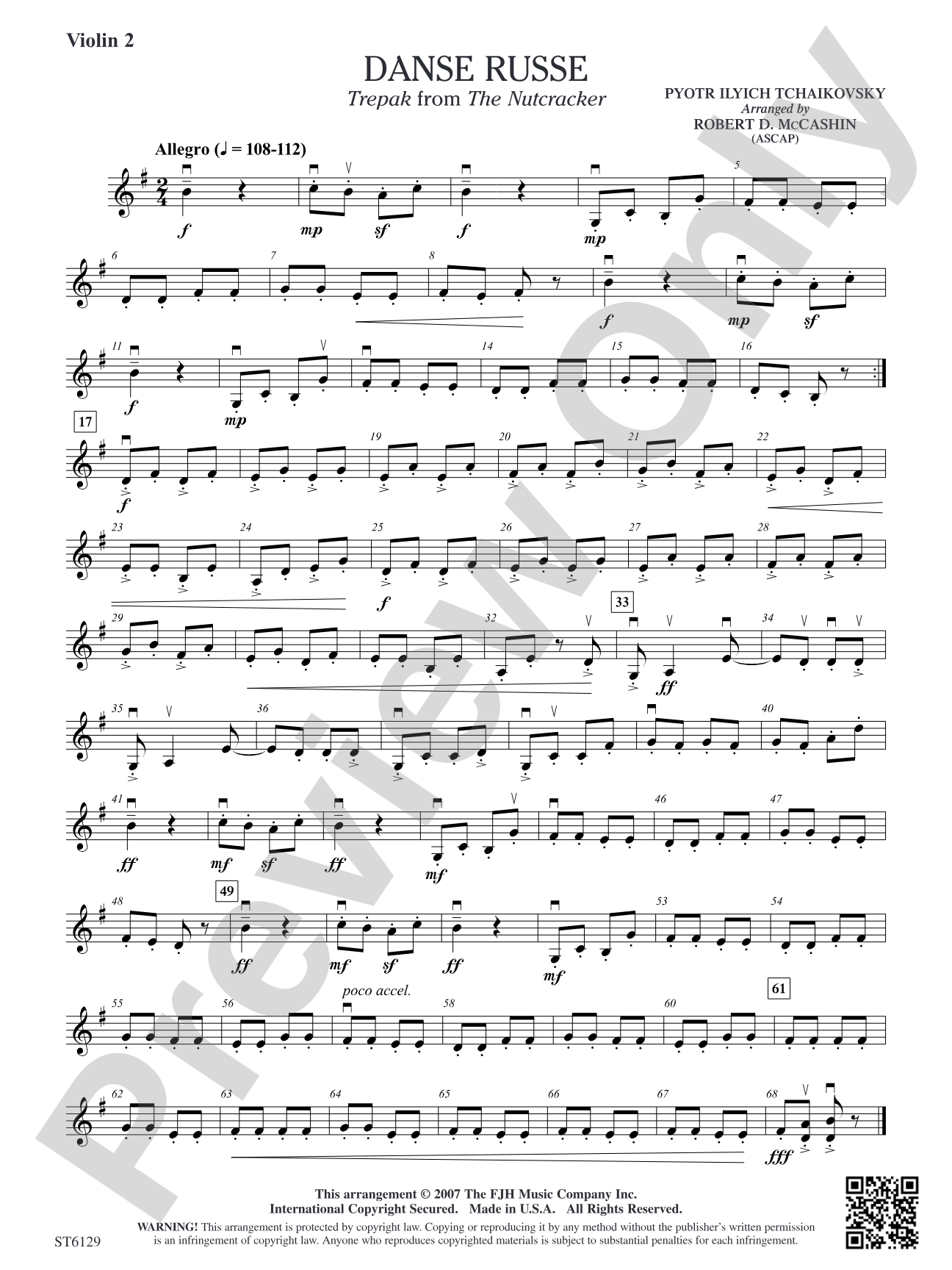 Danse Russe (Trepak from The Nutcracker): Violin 2
