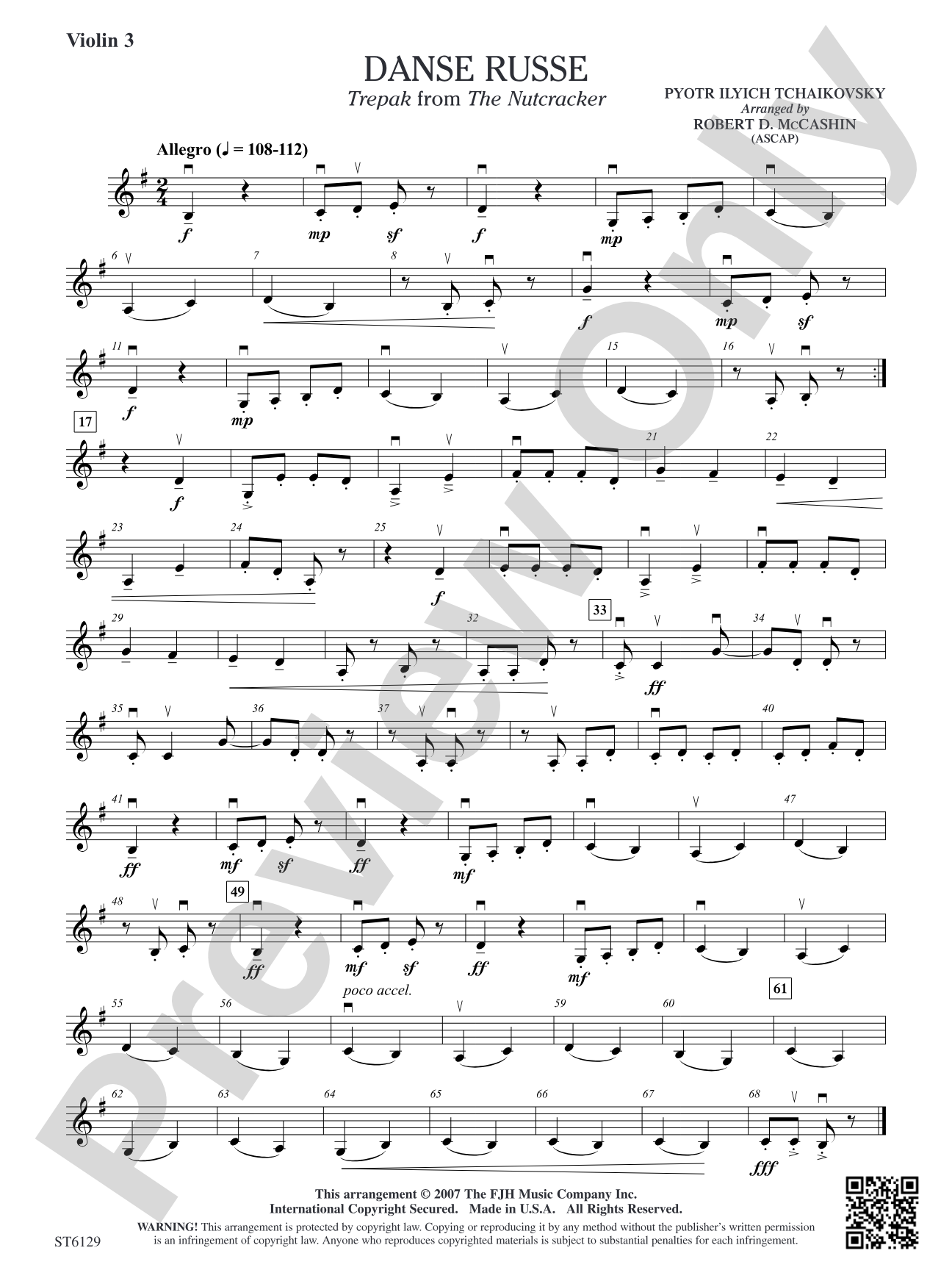 Danse Russe (Trepak from The Nutcracker): Violin 3 (Viola T.C.)