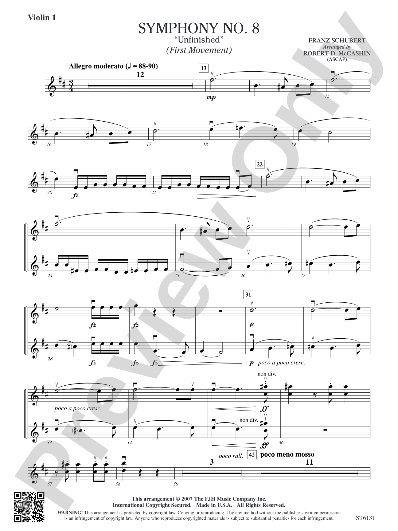 Symphony No. 8 "Unfinished" (First Movement): Violin 1