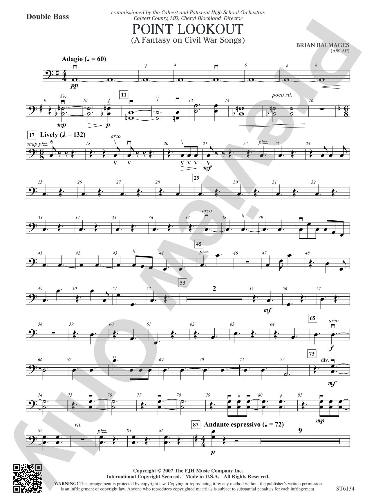 Point Lookout (A Fantasy on Civil War Songs): Double Bass