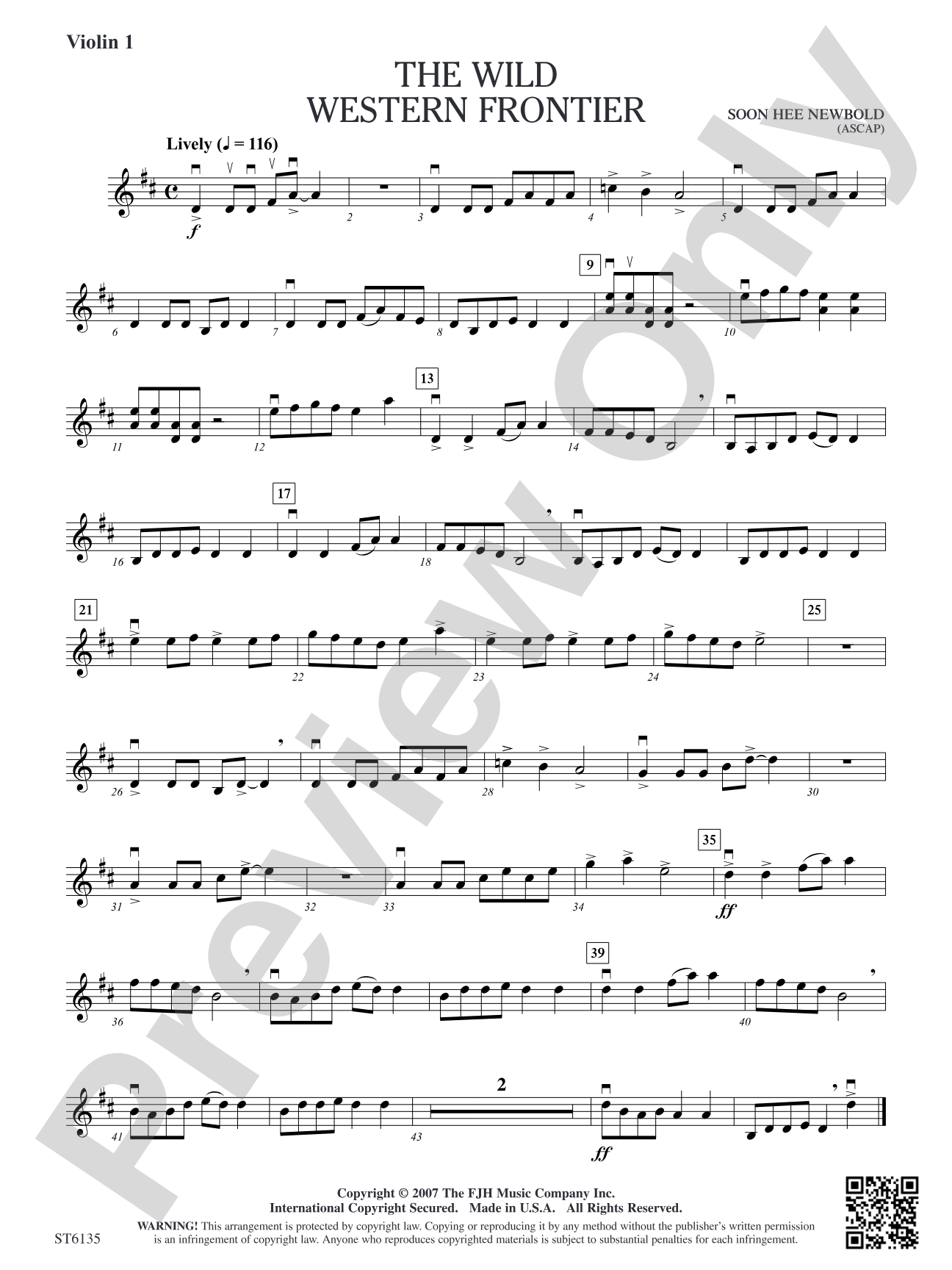The Wild Western Frontier: Violin 1