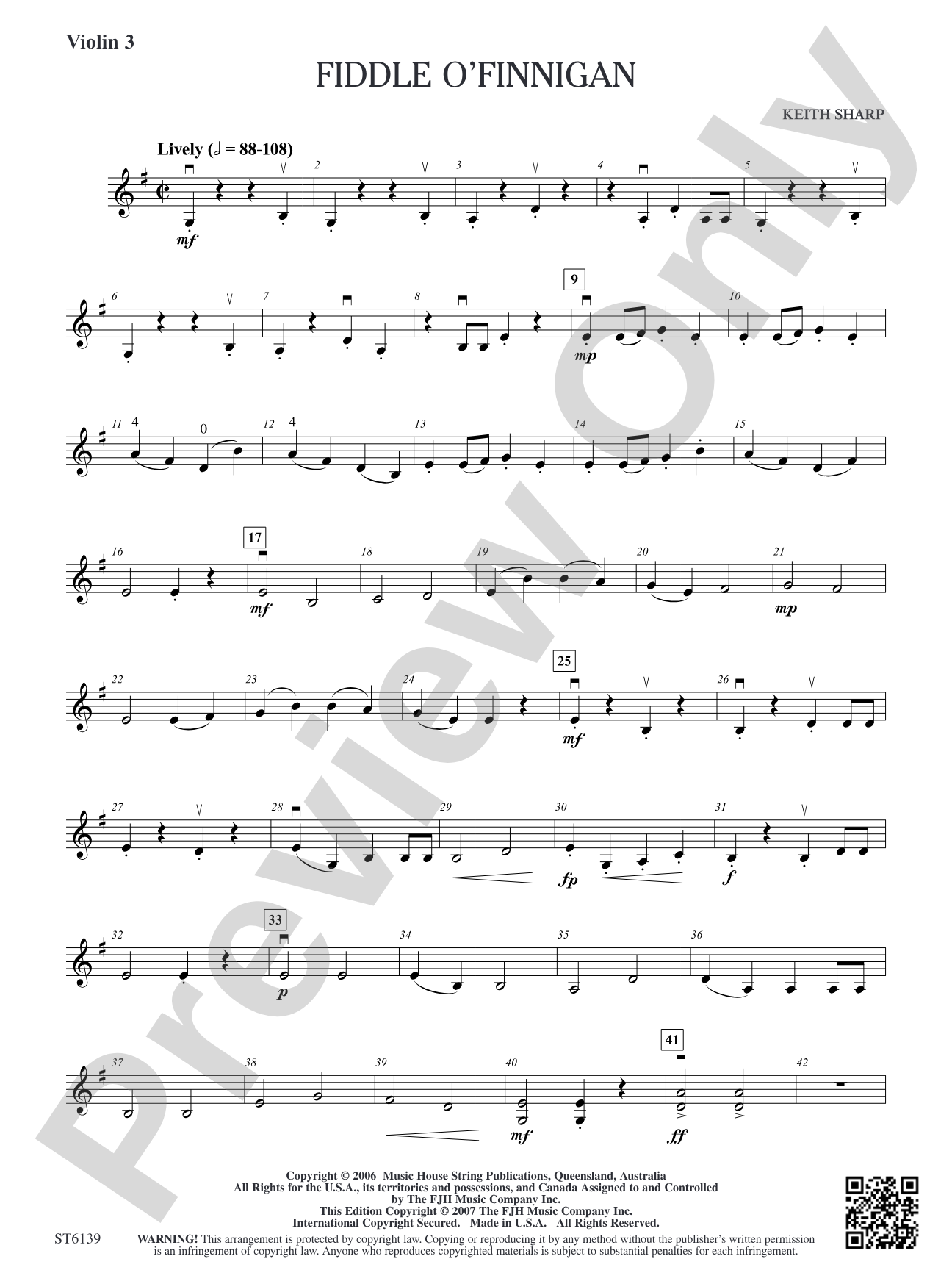 Fiddle O'Finnigan: Violin 3 (Viola T.C.)