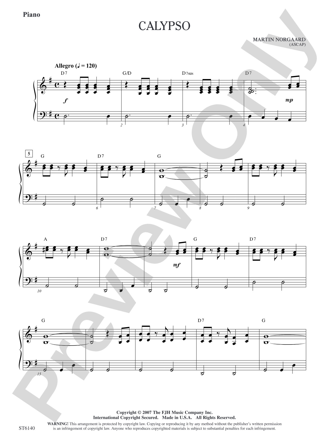 Calypso: Piano