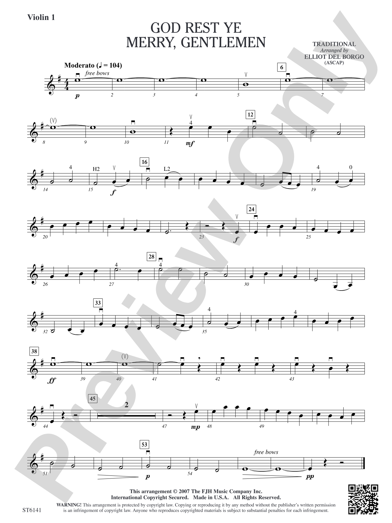 God Rest Ye Merry, Gentlemen: Violin 1