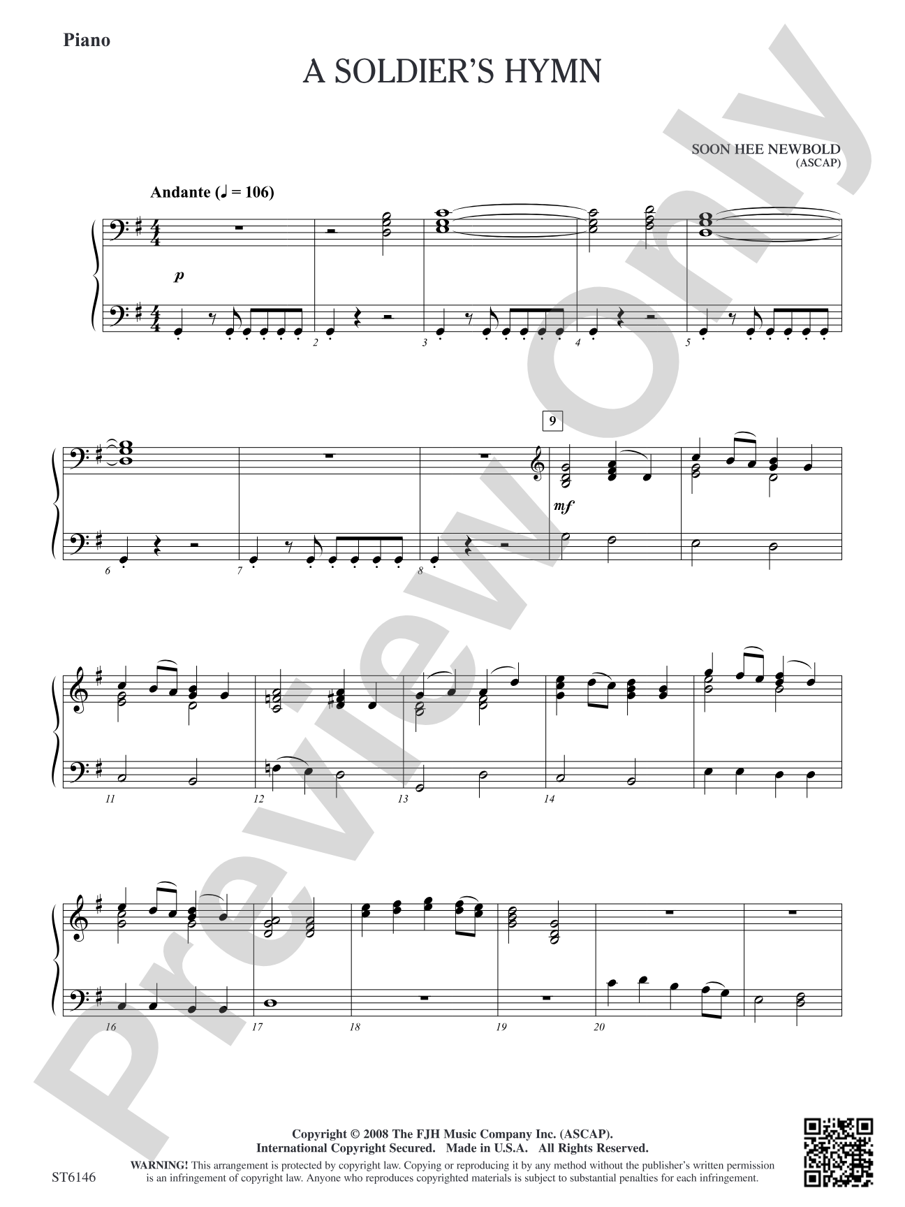 A Soldier's Hymn: Piano