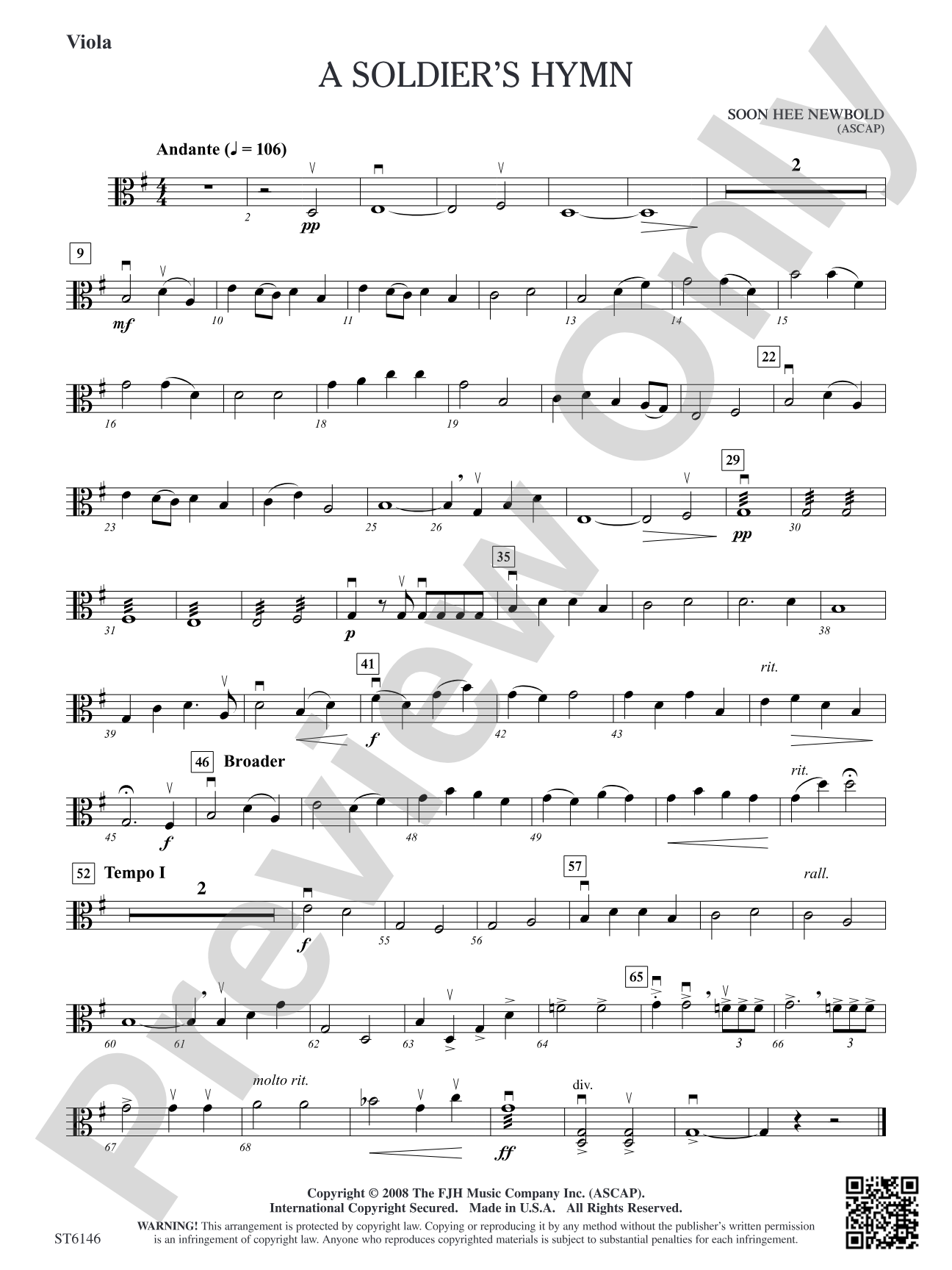 A Soldier's Hymn: Viola