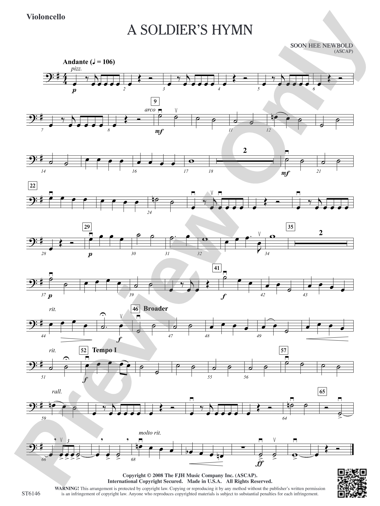 A Soldier's Hymn: Violoncello