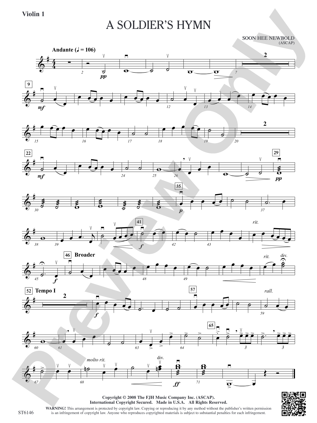 A Soldier's Hymn: Violin 1