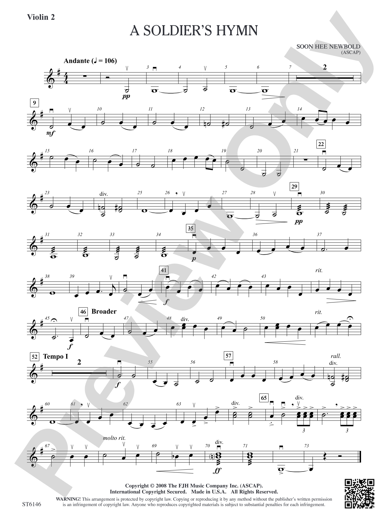 A Soldier's Hymn: Violin 2