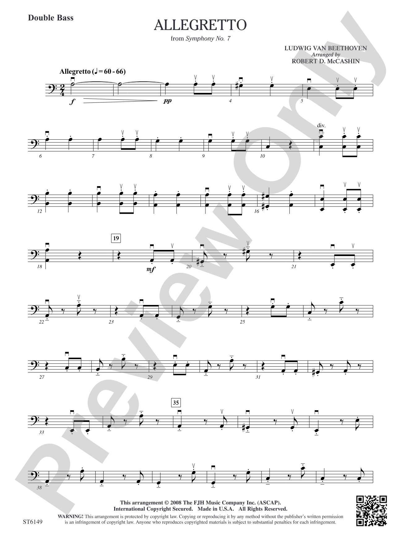 Allegretto (from Beethoven's Symphony No. 7): Double Bass