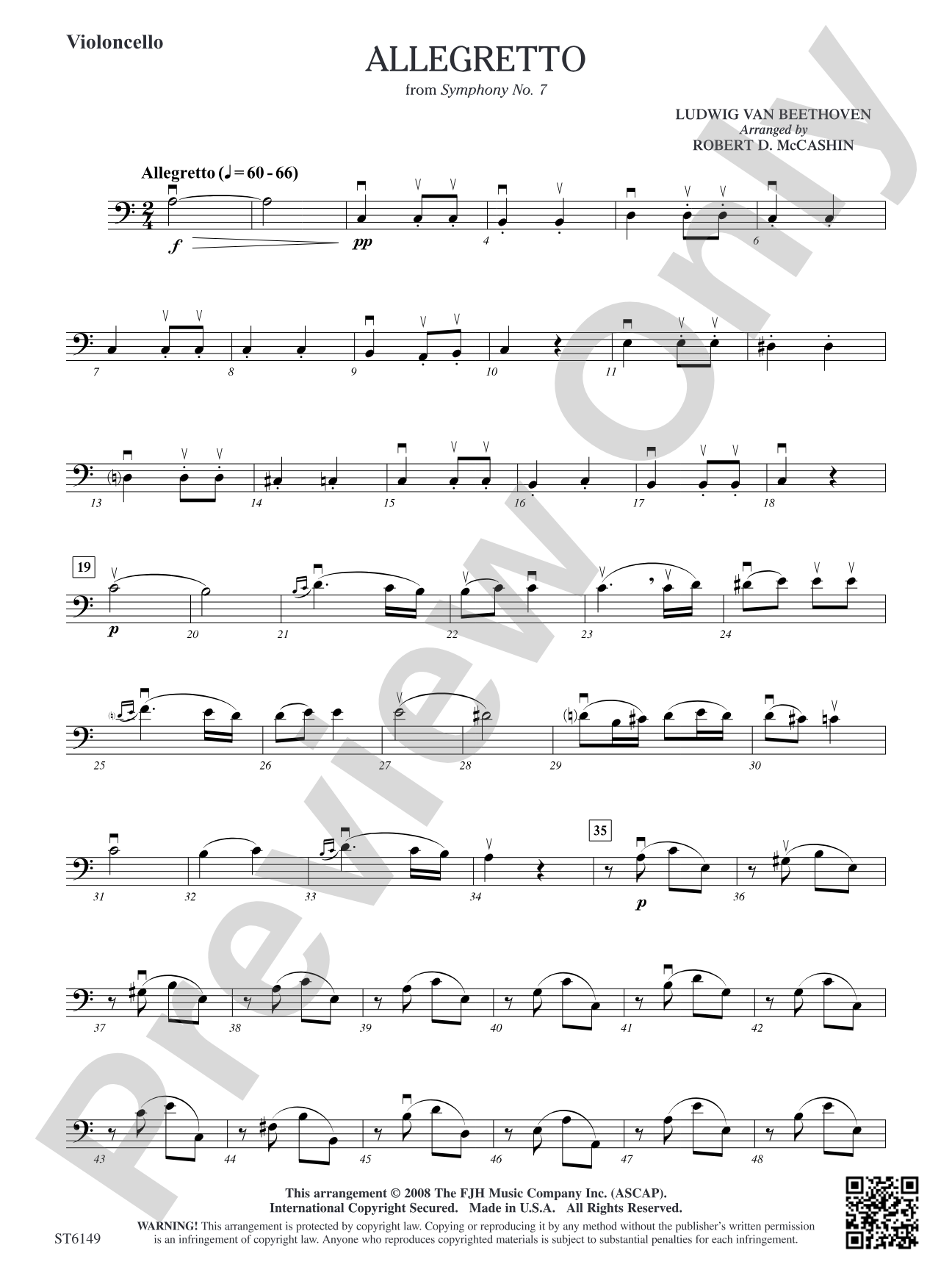 Allegretto (from Beethoven's Symphony No. 7): Violoncello