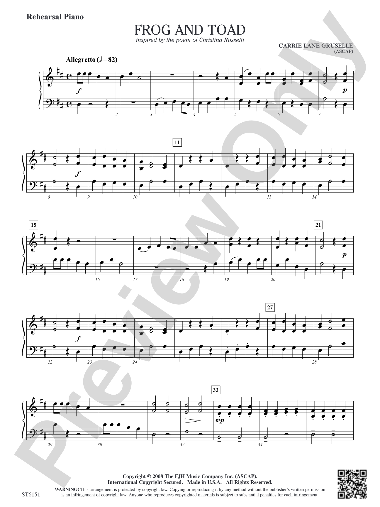 Frog and Toad: Rehearsal Piano