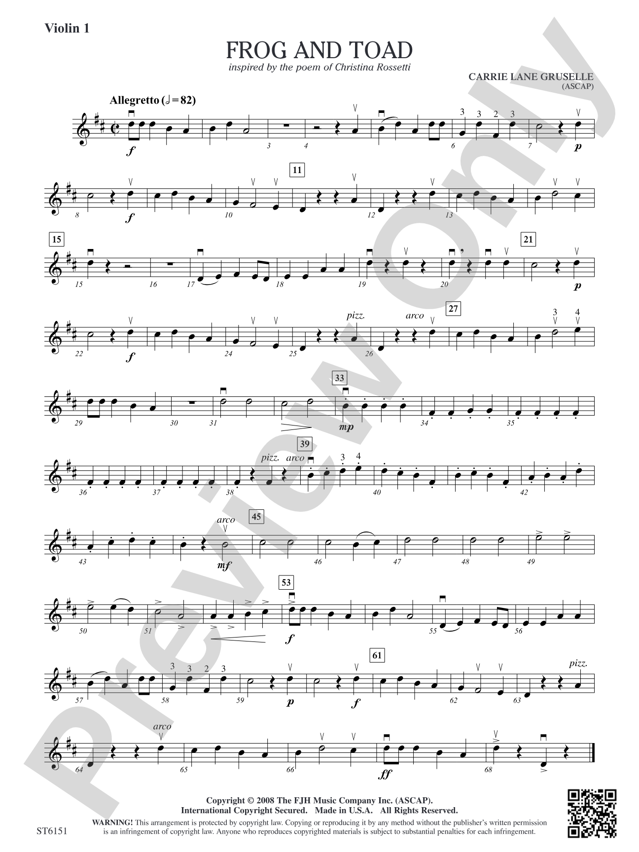 Frog and Toad: Violin 1