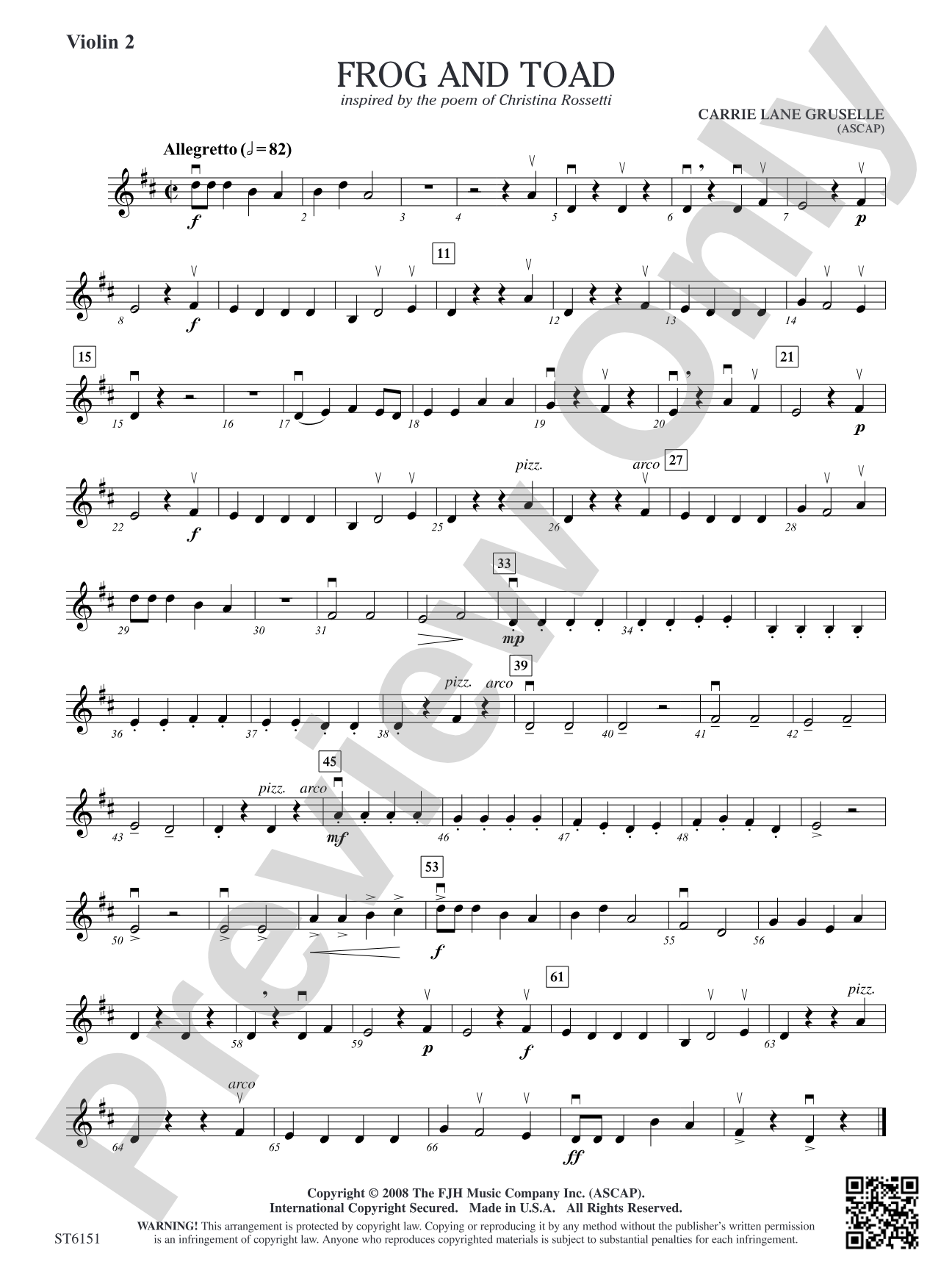 Frog and Toad: Violin 2 (Viola T.C.)