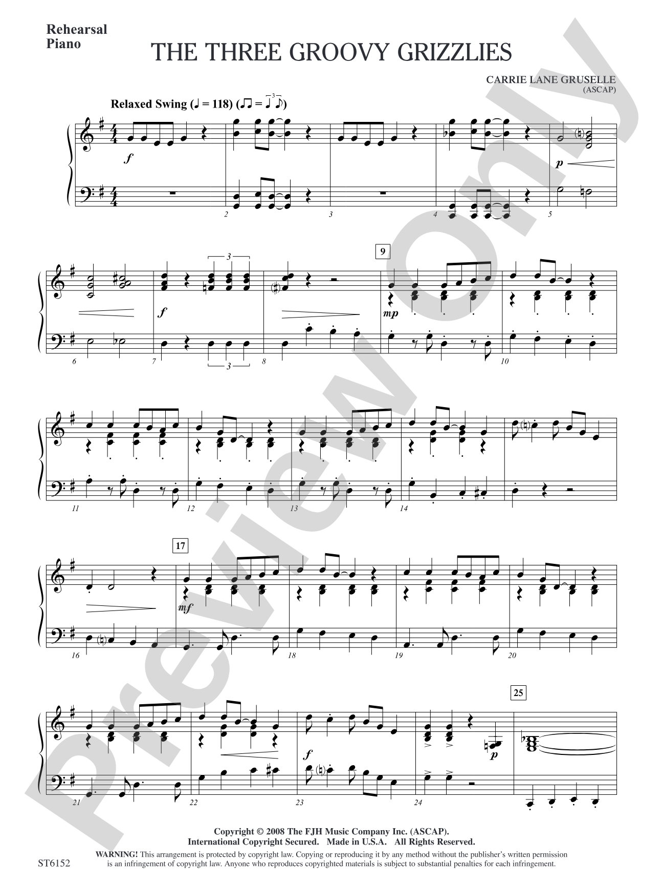 The Three Groovy Grizzlies: Rehearsal Piano