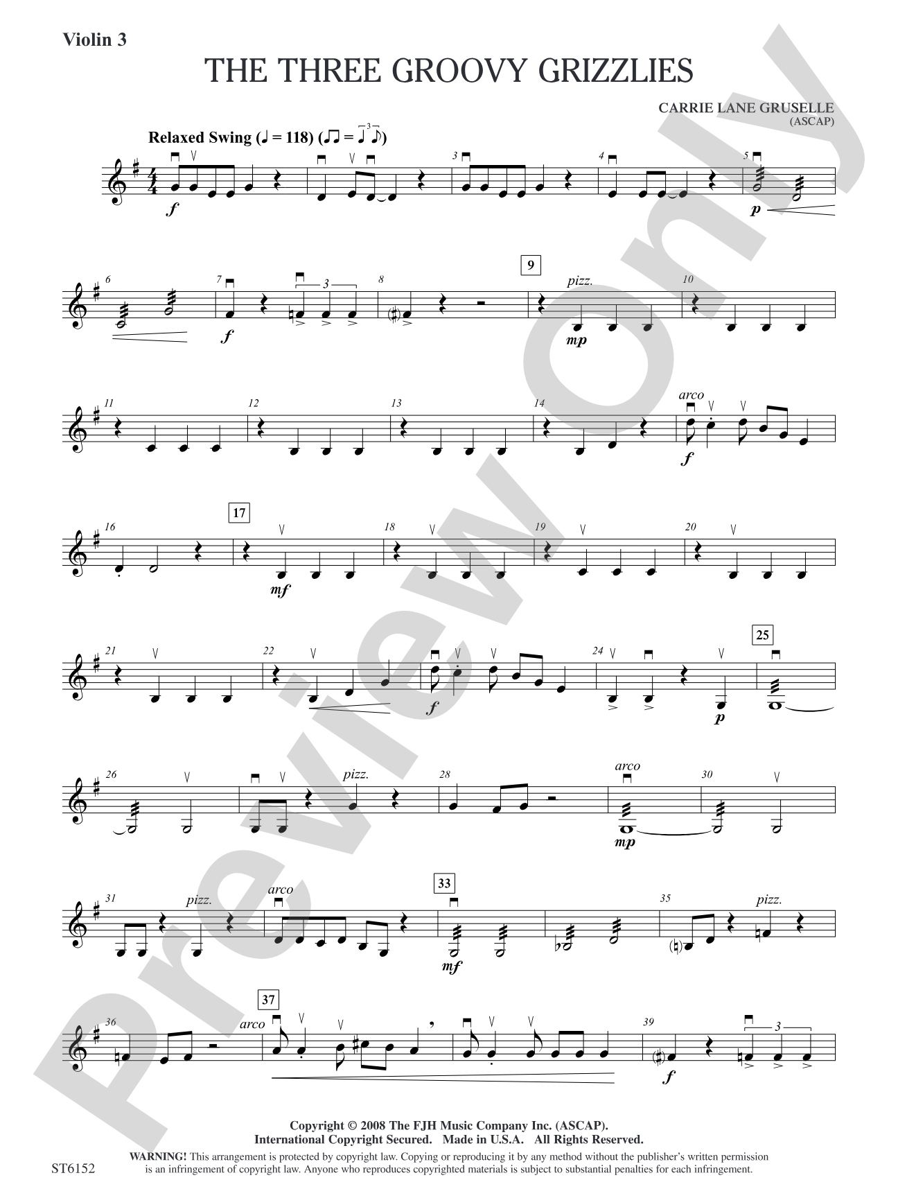 The Three Groovy Grizzlies: Violin 3 (Viola T.C.)