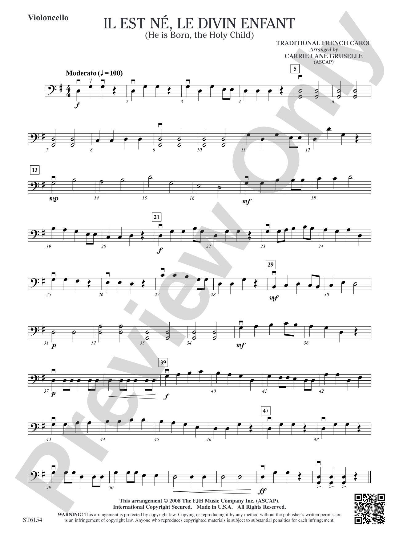 Il est ne, le divin enfant (He is Born, the Holy Child): Violoncello