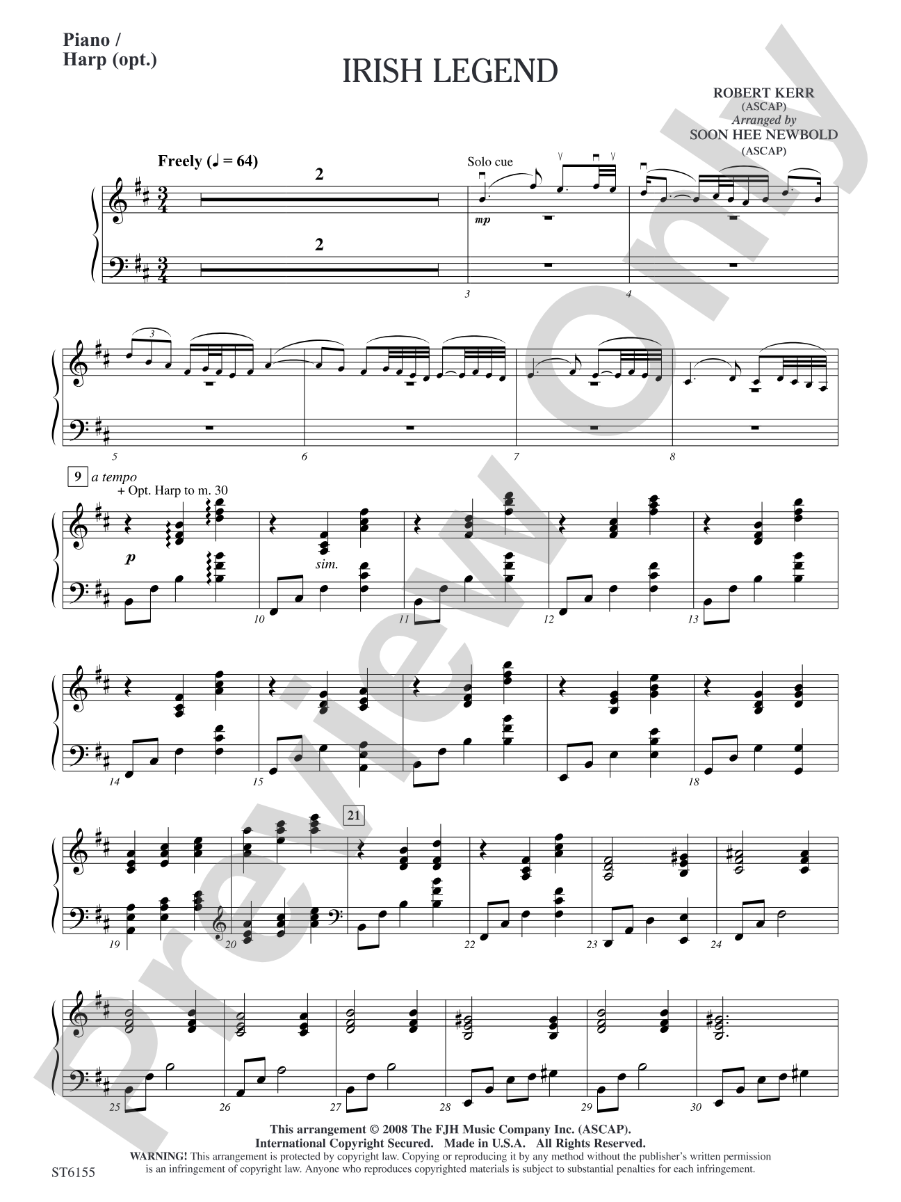 Irish Legend: Piano / Harp (opt.)