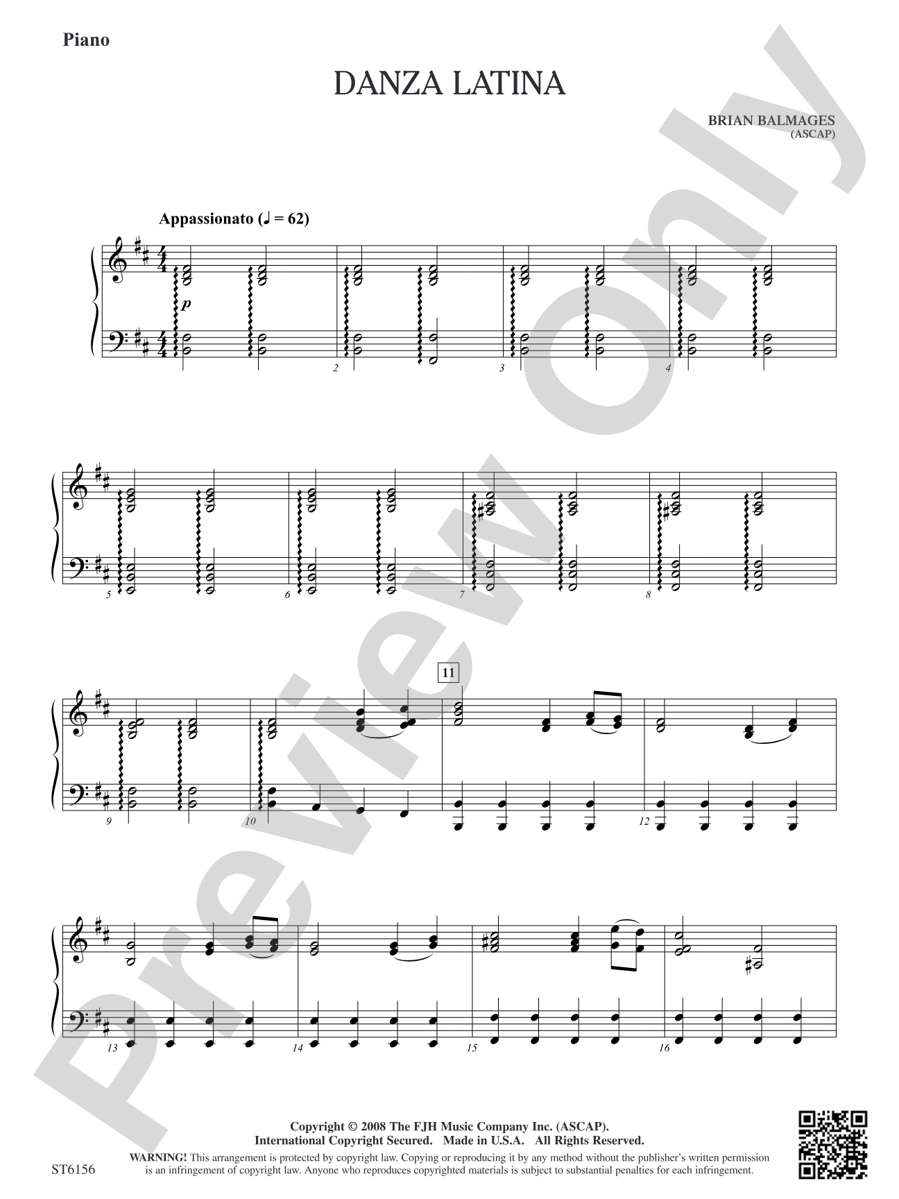 Danza Latina (for Solo Viola or Violin and Orchestra): Piano
