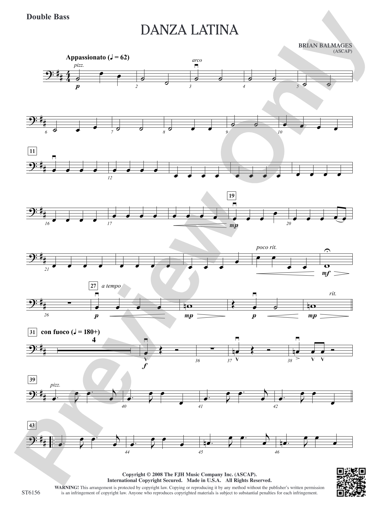 Danza Latina (for Solo Viola or Violin and Orchestra): Double Bass