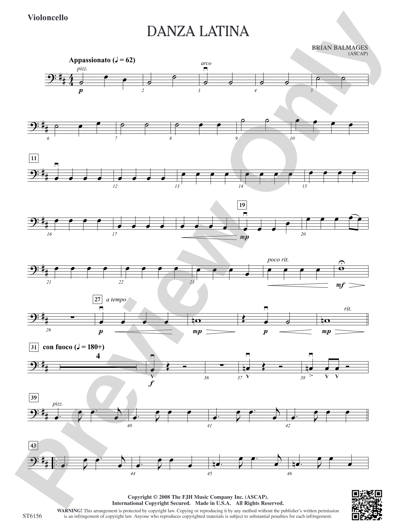 Danza Latina (for Solo Viola or Violin and Orchestra): Violoncello