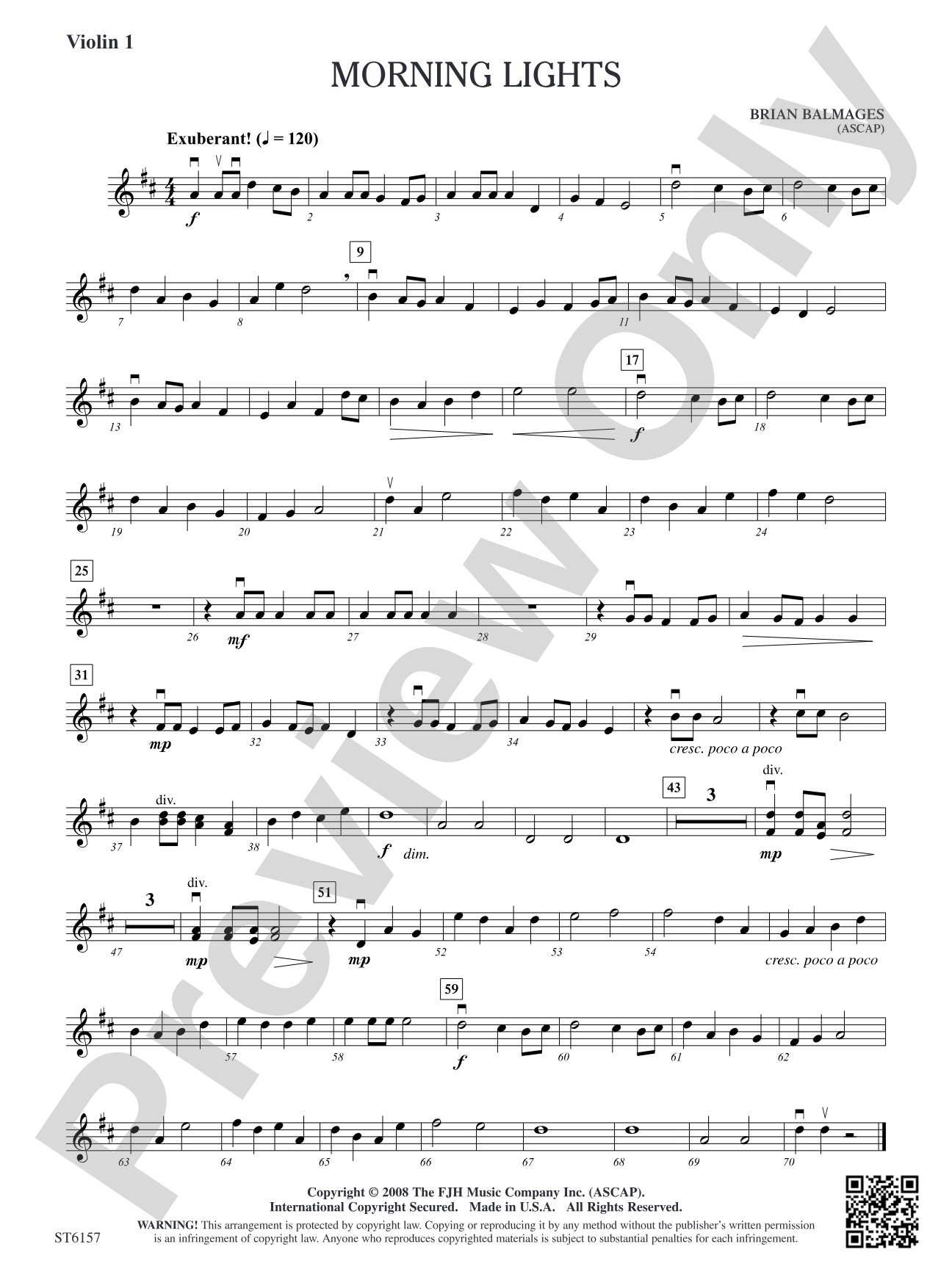 Morning Lights: Violin 1
