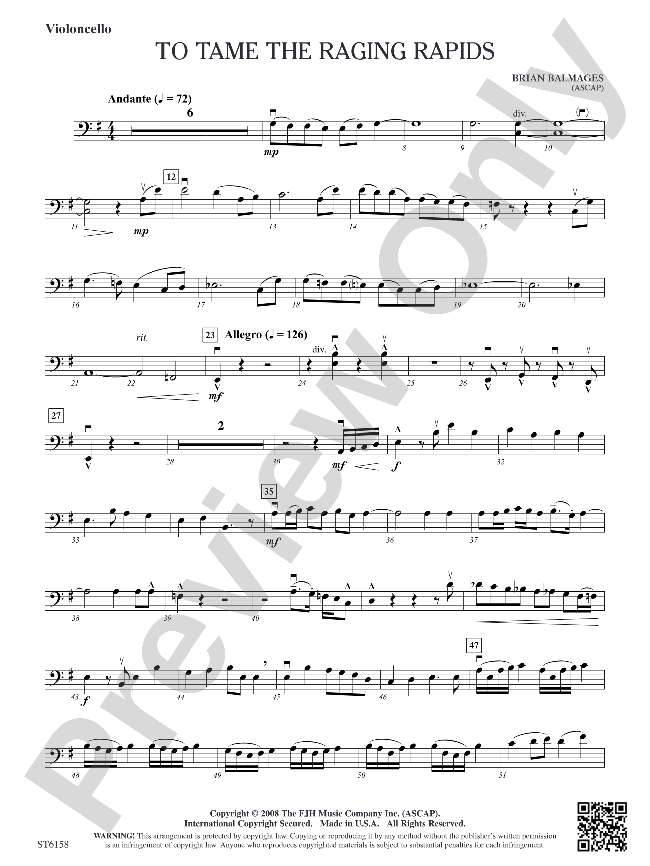 To Tame the Raging Rapids: Violoncello