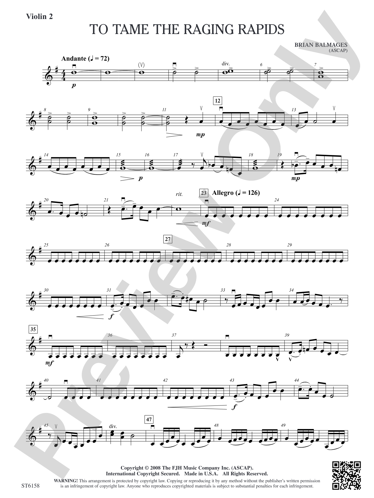 To Tame the Raging Rapids: Violin 2