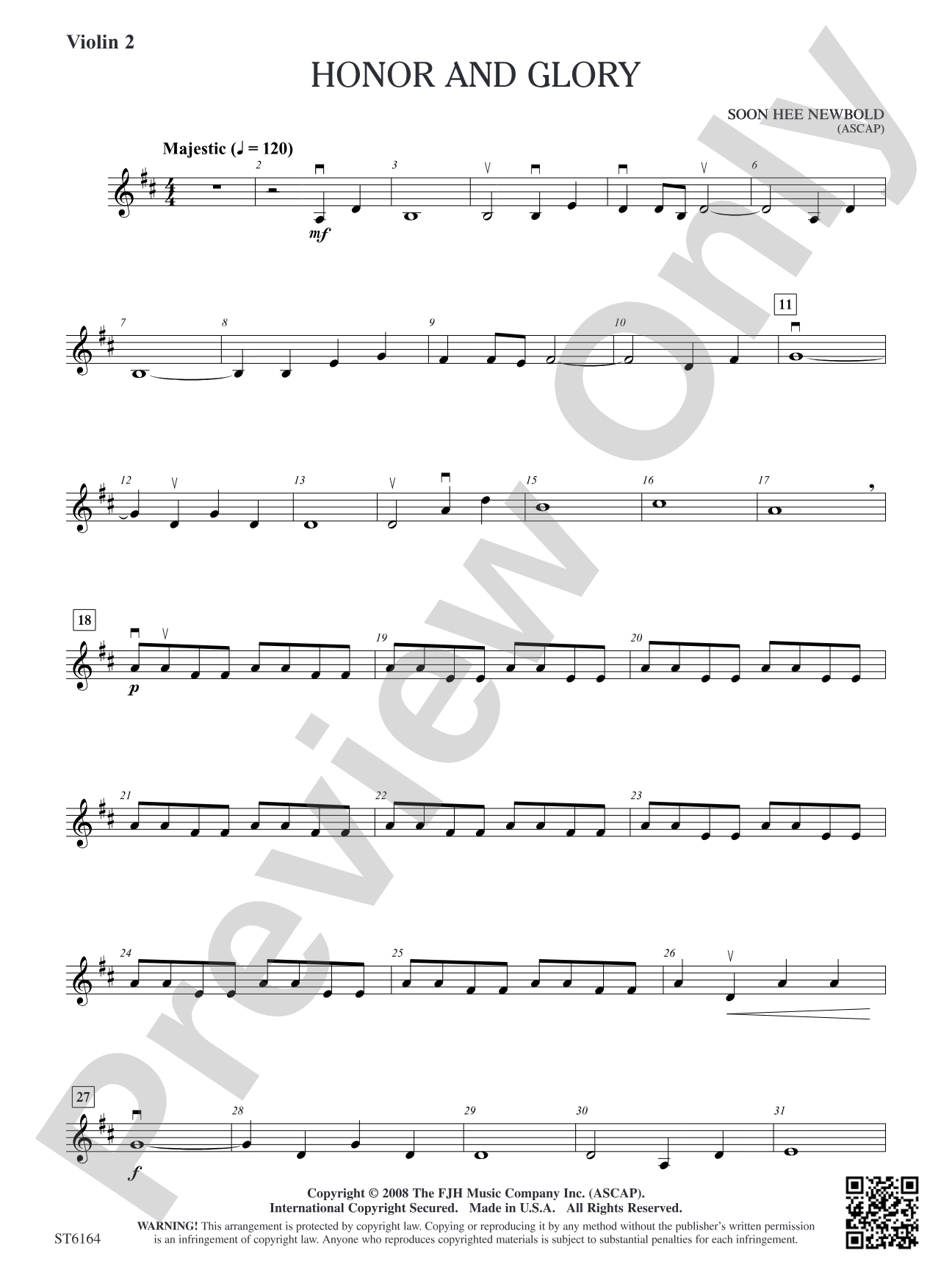 Honor and Glory: Violin 2