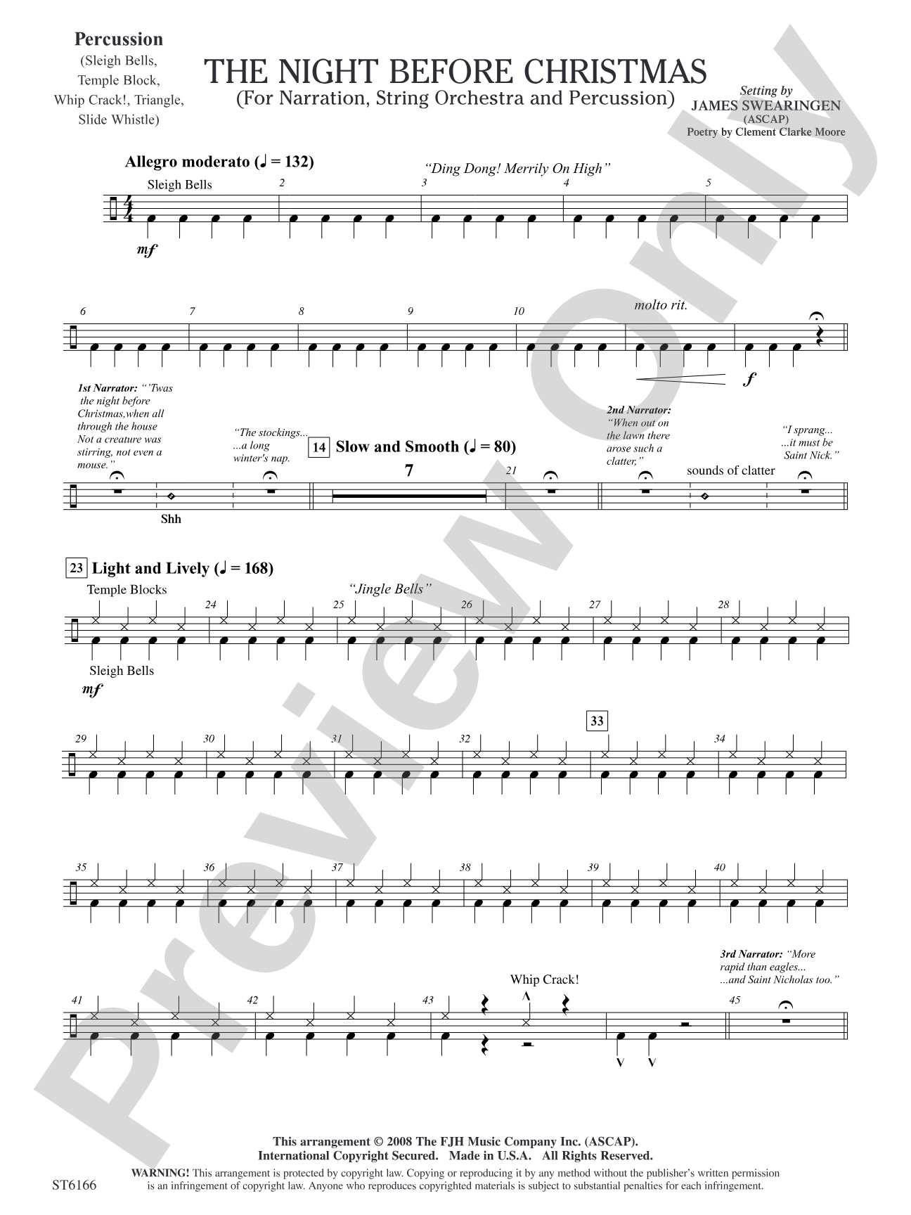 The Night Before Christmas (for Narration, String Orchestra, and Percussion): Percussion