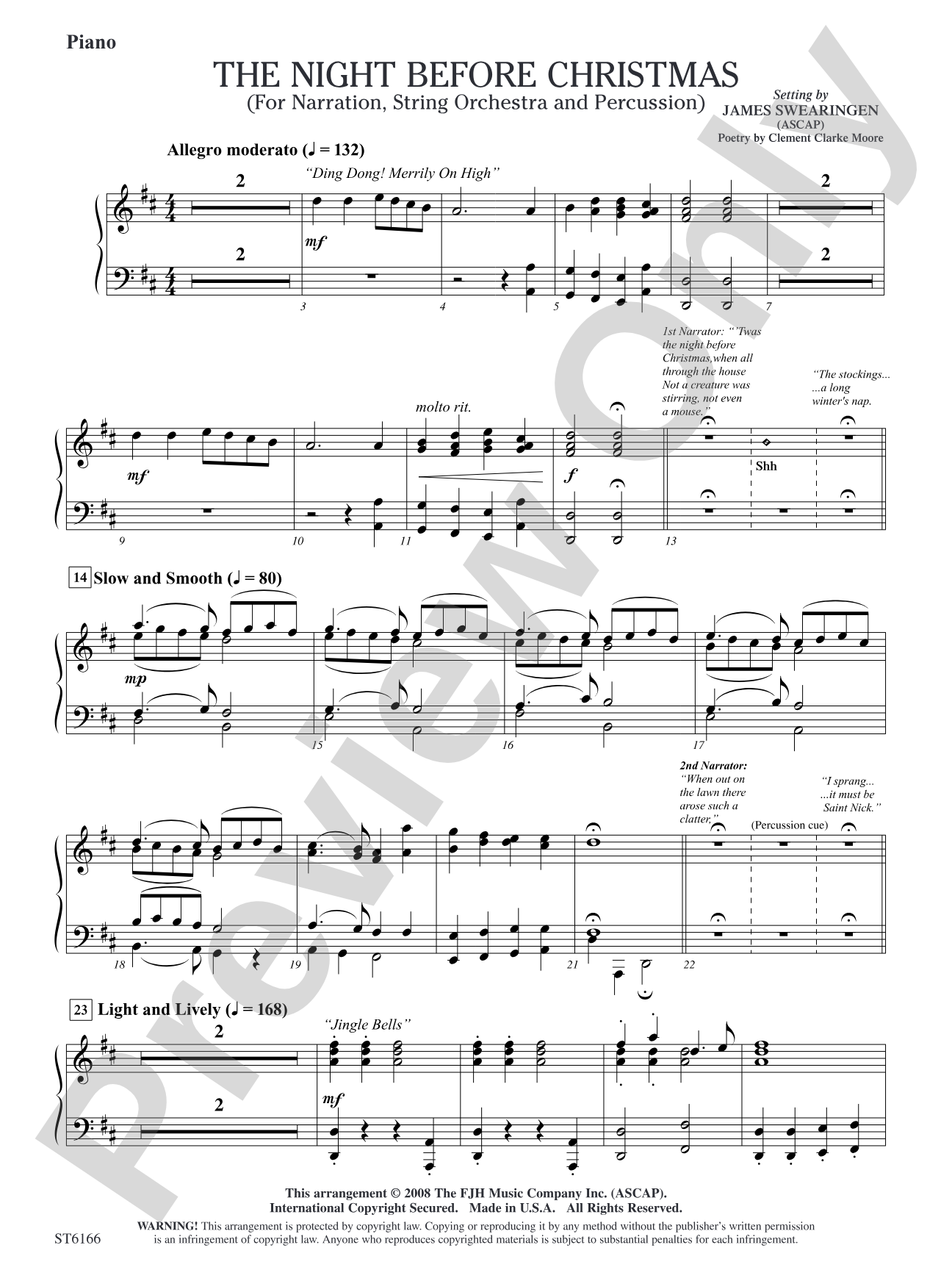 The Night Before Christmas (for Narration, String Orchestra, and Percussion): Piano