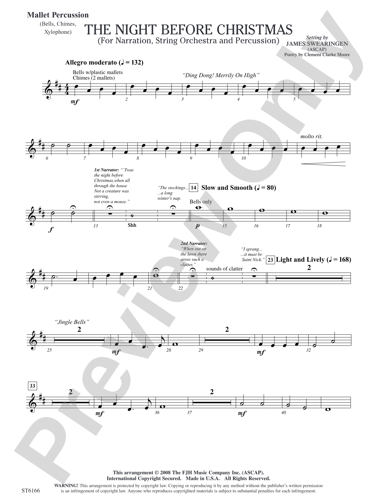 The Night Before Christmas (for Narration, String Orchestra, and Percussion): Mallet Percussion