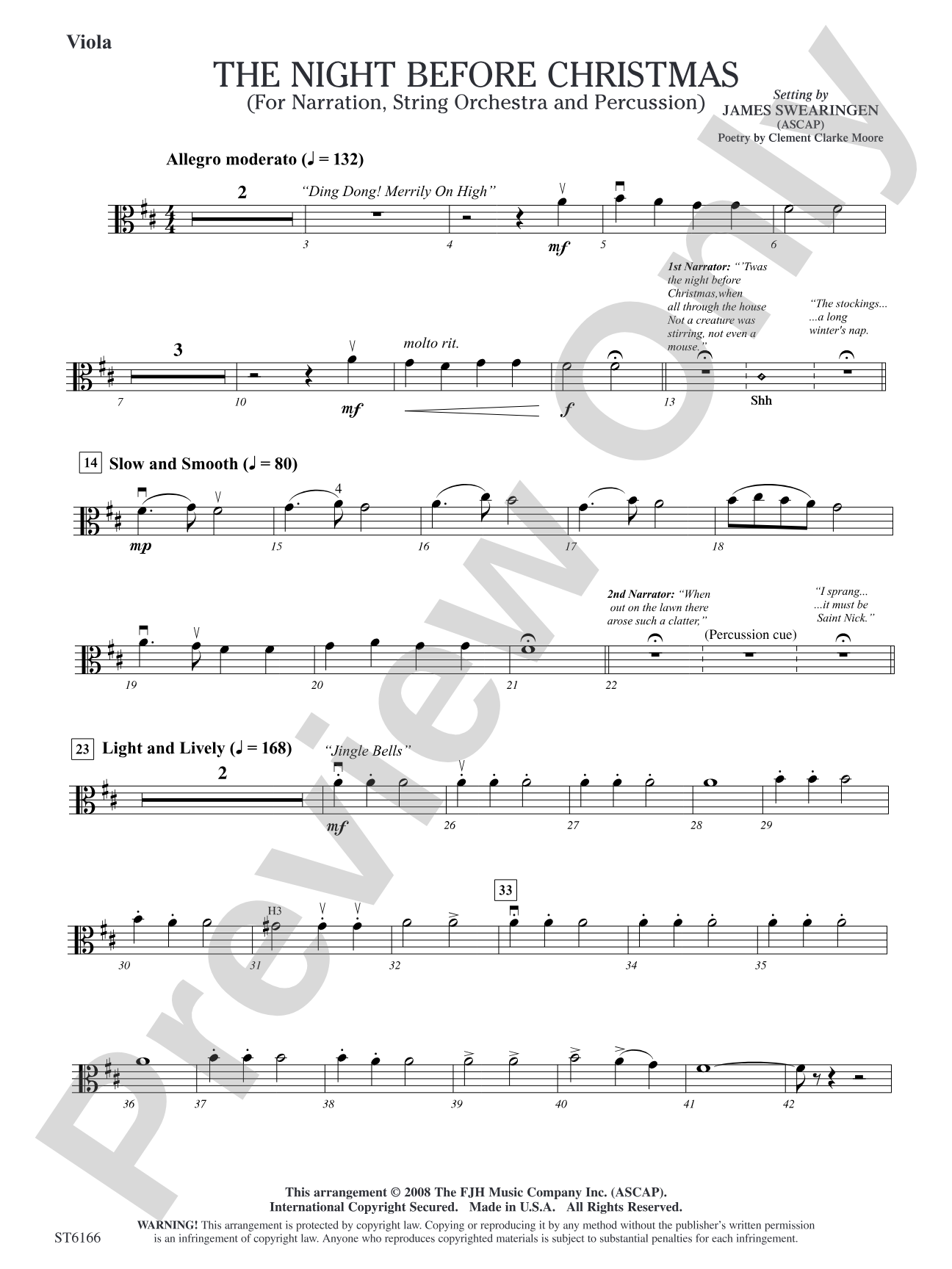 The Night Before Christmas (for Narration, String Orchestra, and Percussion): Viola