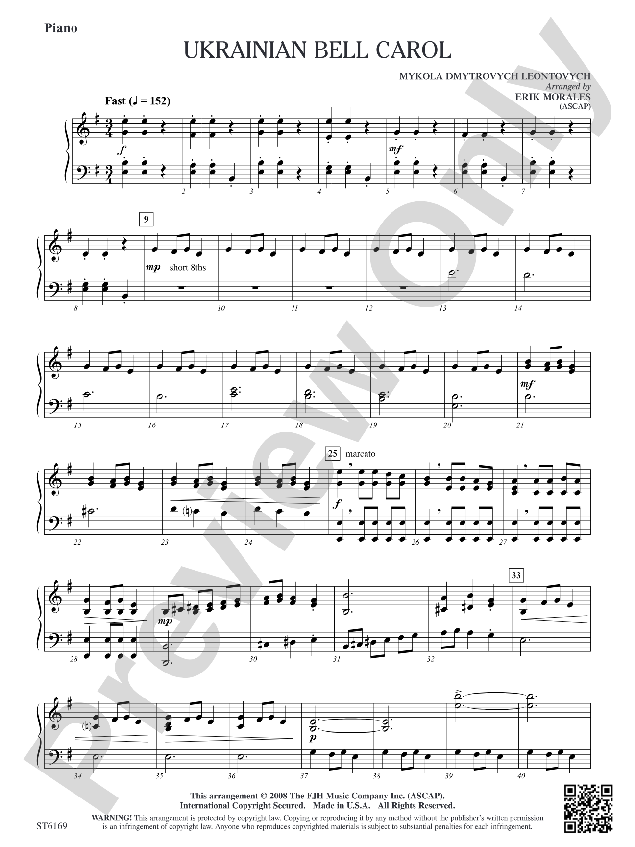 Ukrainian Bell Carol: Piano