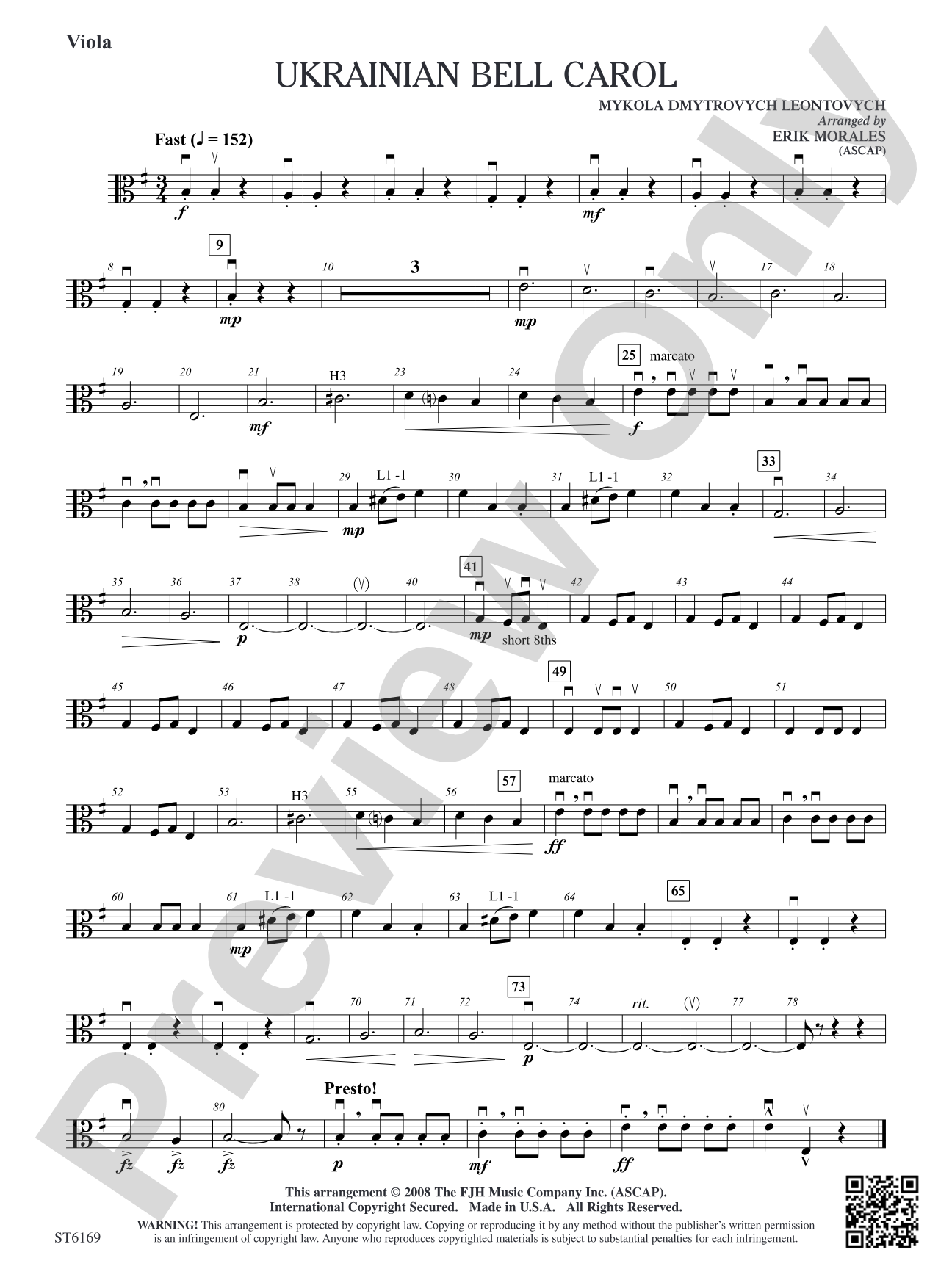 Ukrainian Bell Carol: Viola