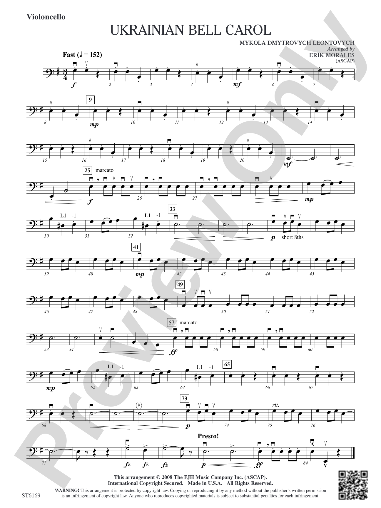 Ukrainian Bell Carol: Violoncello
