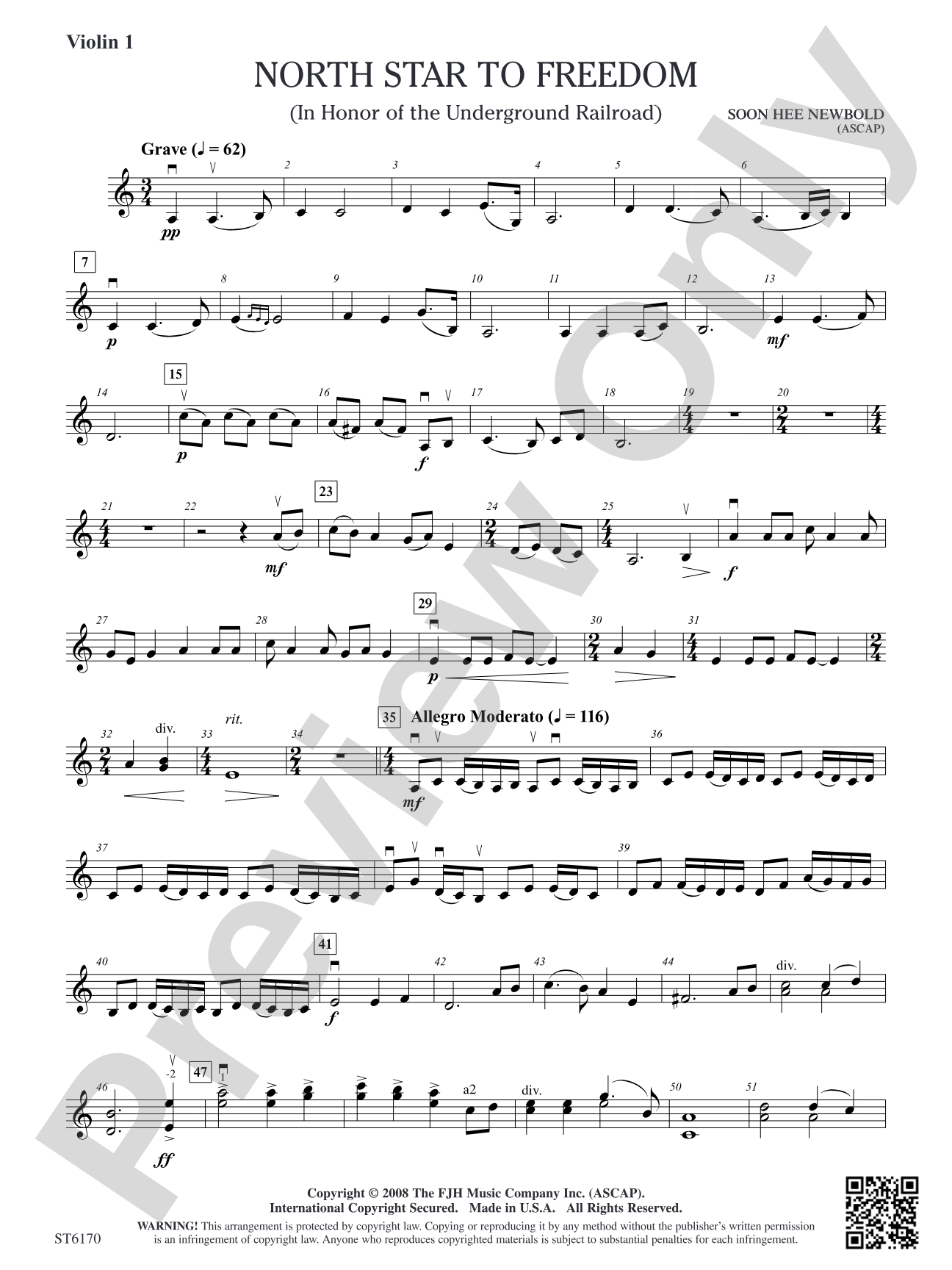 North Star to Freedom (In Honor of the Underground Railroad): Violin 1