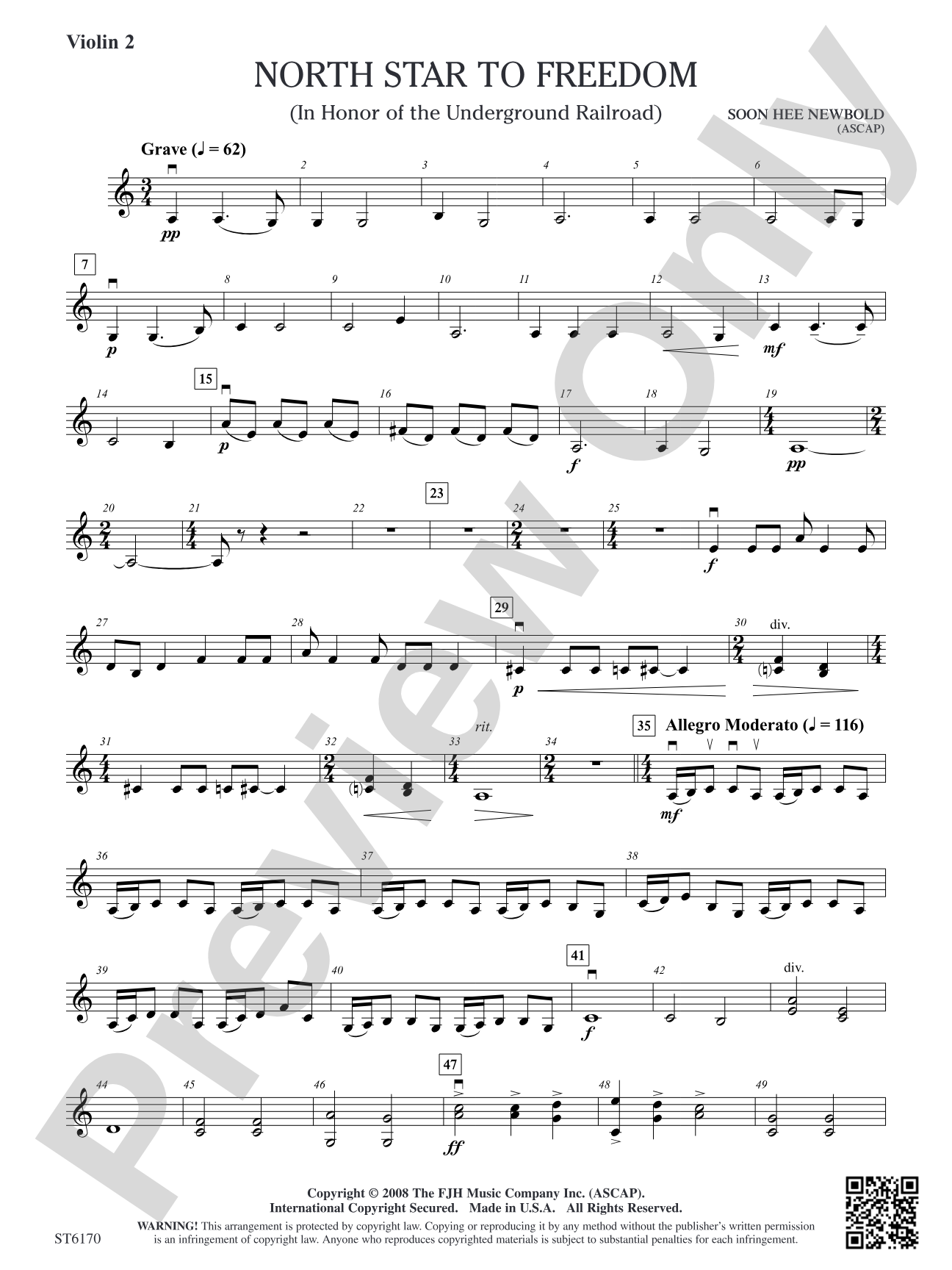 North Star to Freedom (In Honor of the Underground Railroad): Violin 2