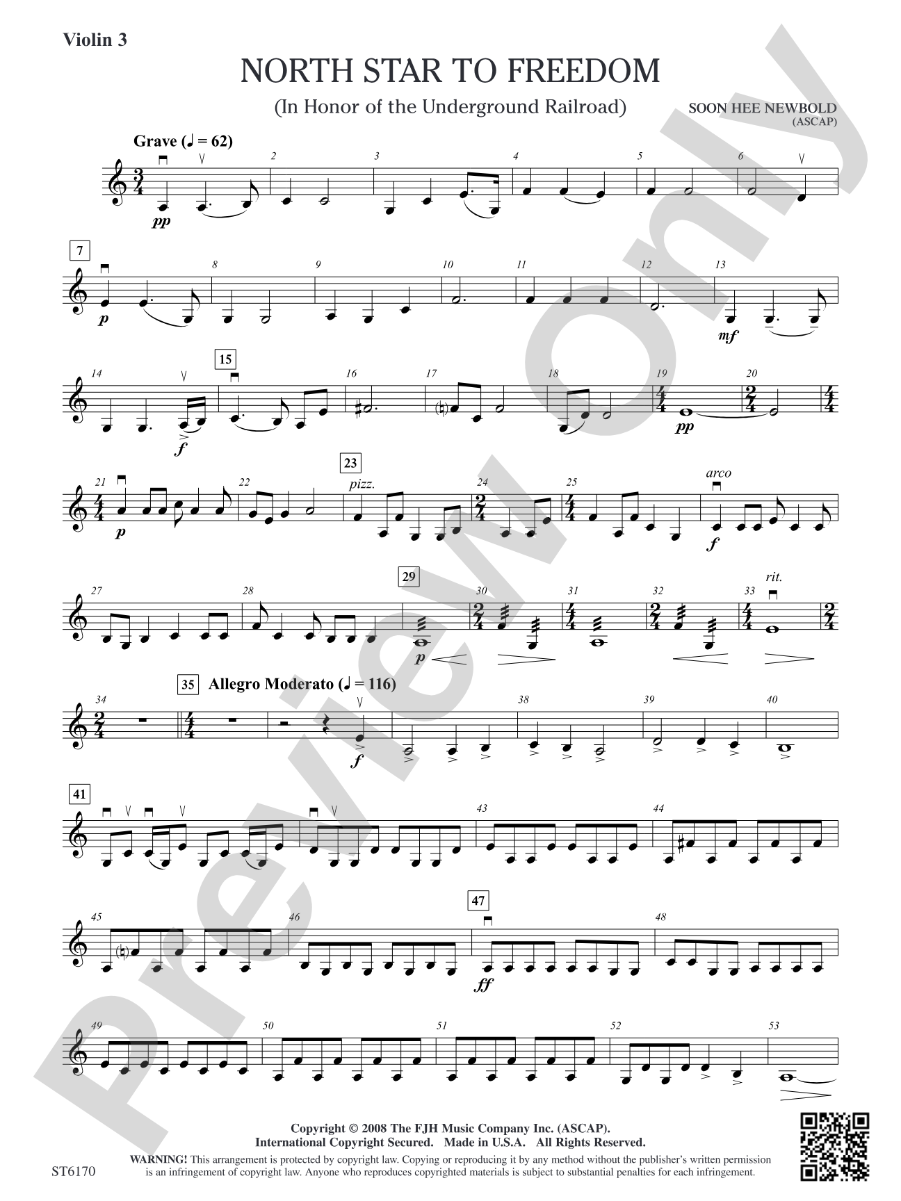 North Star to Freedom (In Honor of the Underground Railroad): Violin 3 (Viola T.C.)