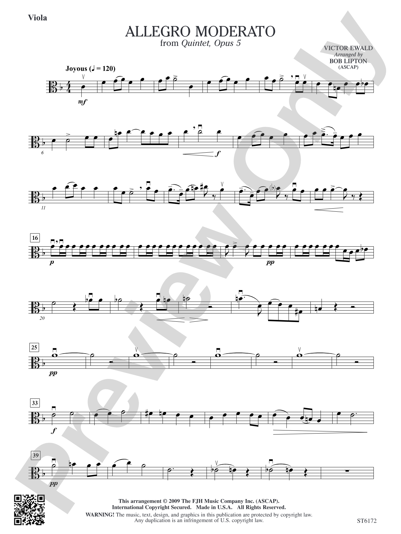 Allegro Moderato from Quintet, Opus 5: Viola