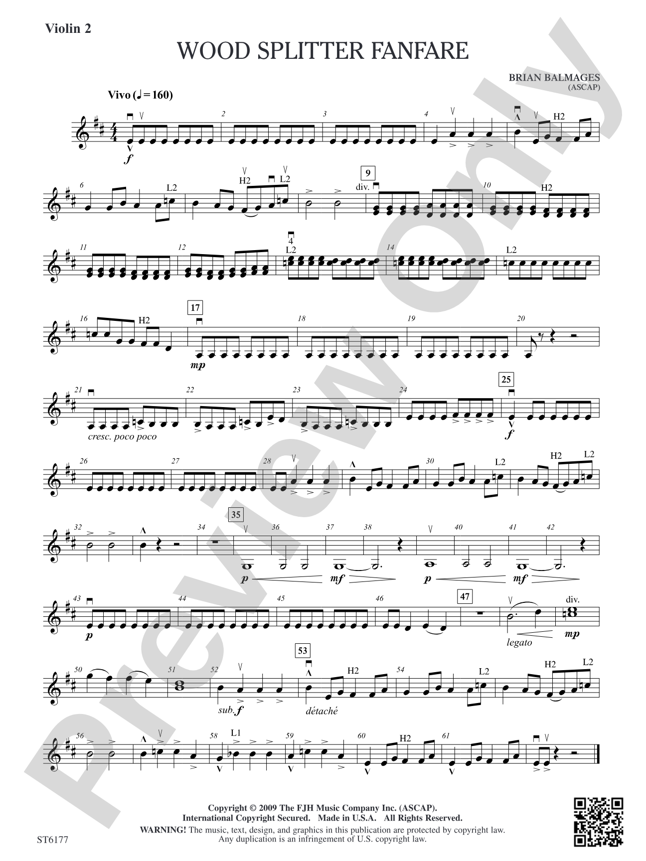 Wood Splitter Fanfare: Violin 2