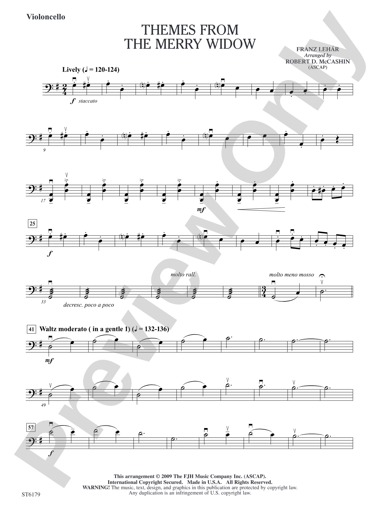 Themes from The Merry Widow: Violoncello