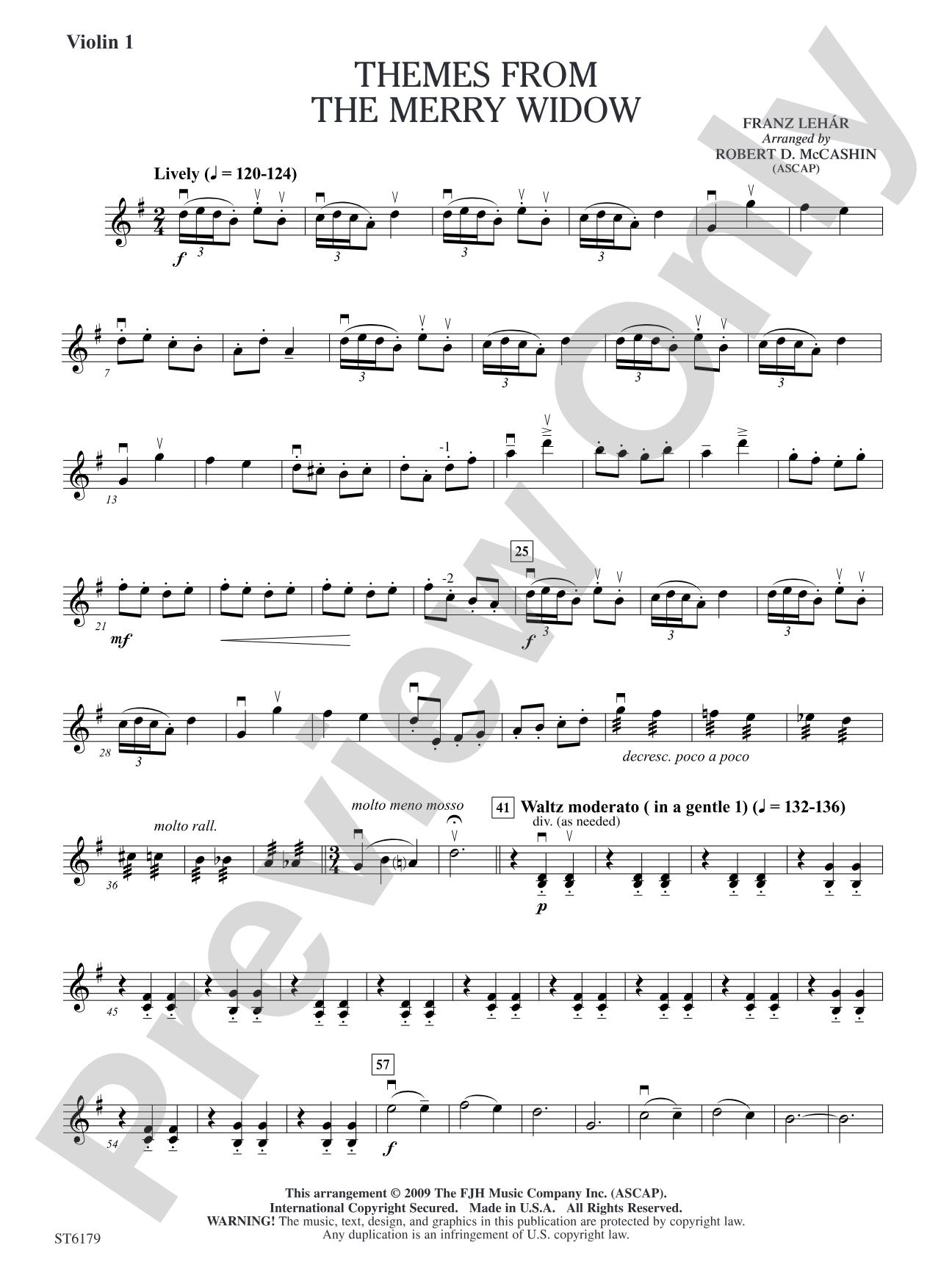 Themes from The Merry Widow: Violin 1