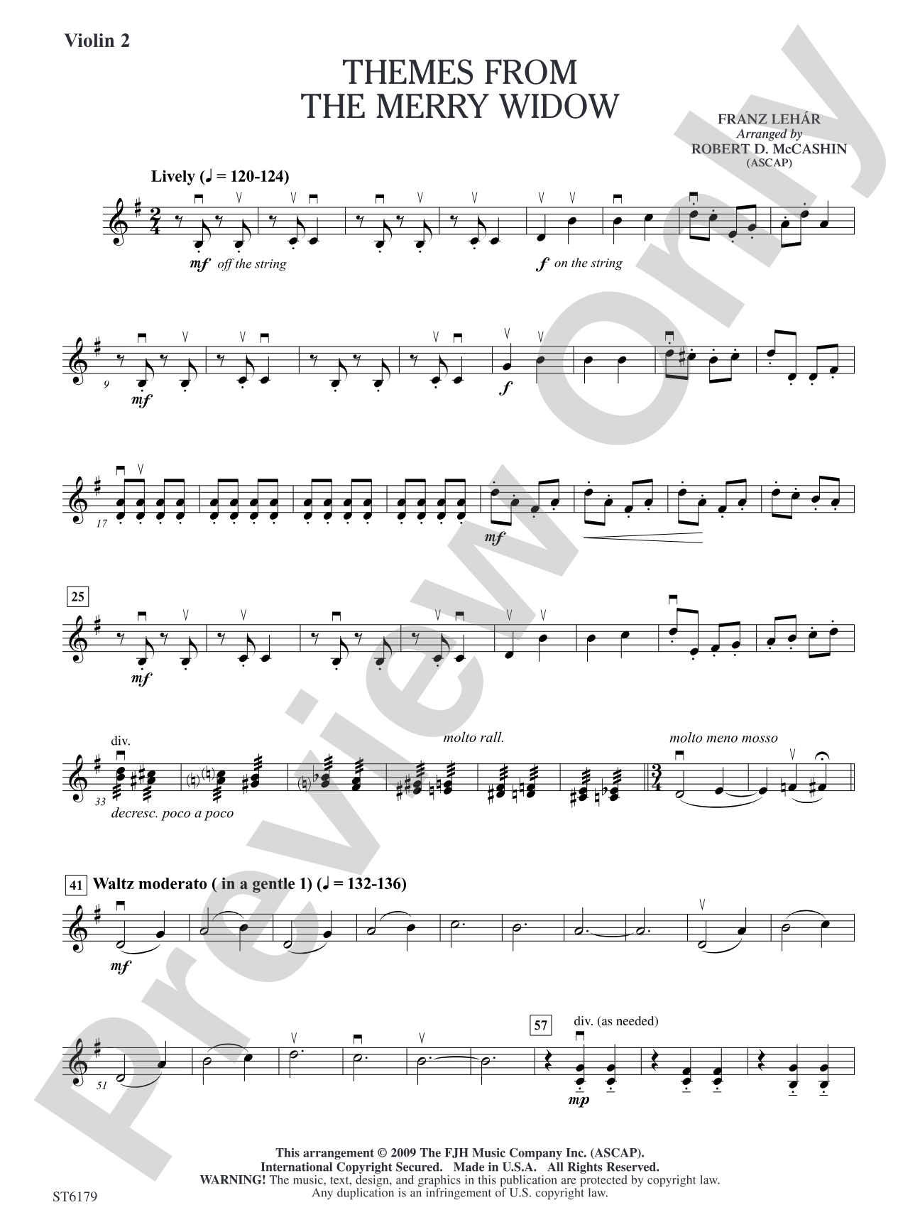 Themes from The Merry Widow: Violin 2