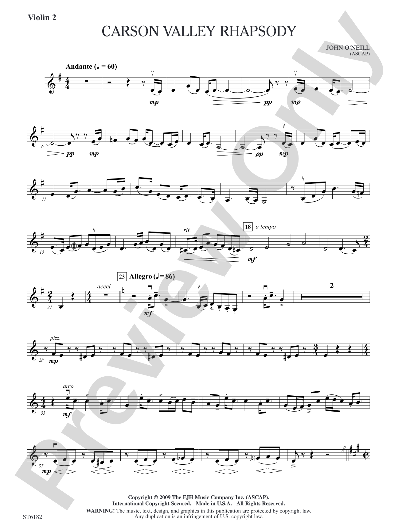 Carson Valley Rhapsody: Violin 2